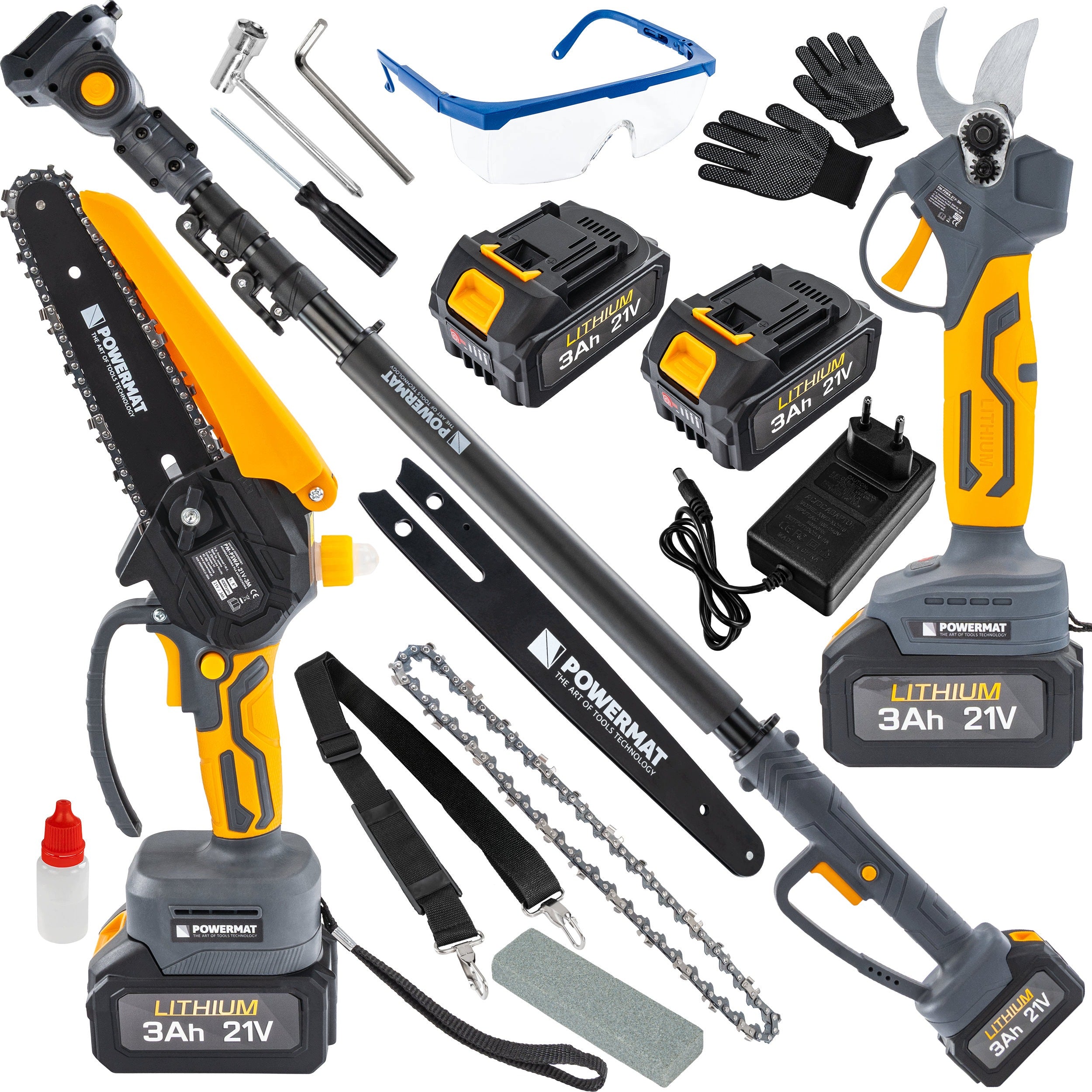 CORDLESS SAW FOR BRANCHES + CORDLESS PRUNER + BOOM 2X AKU 3AH