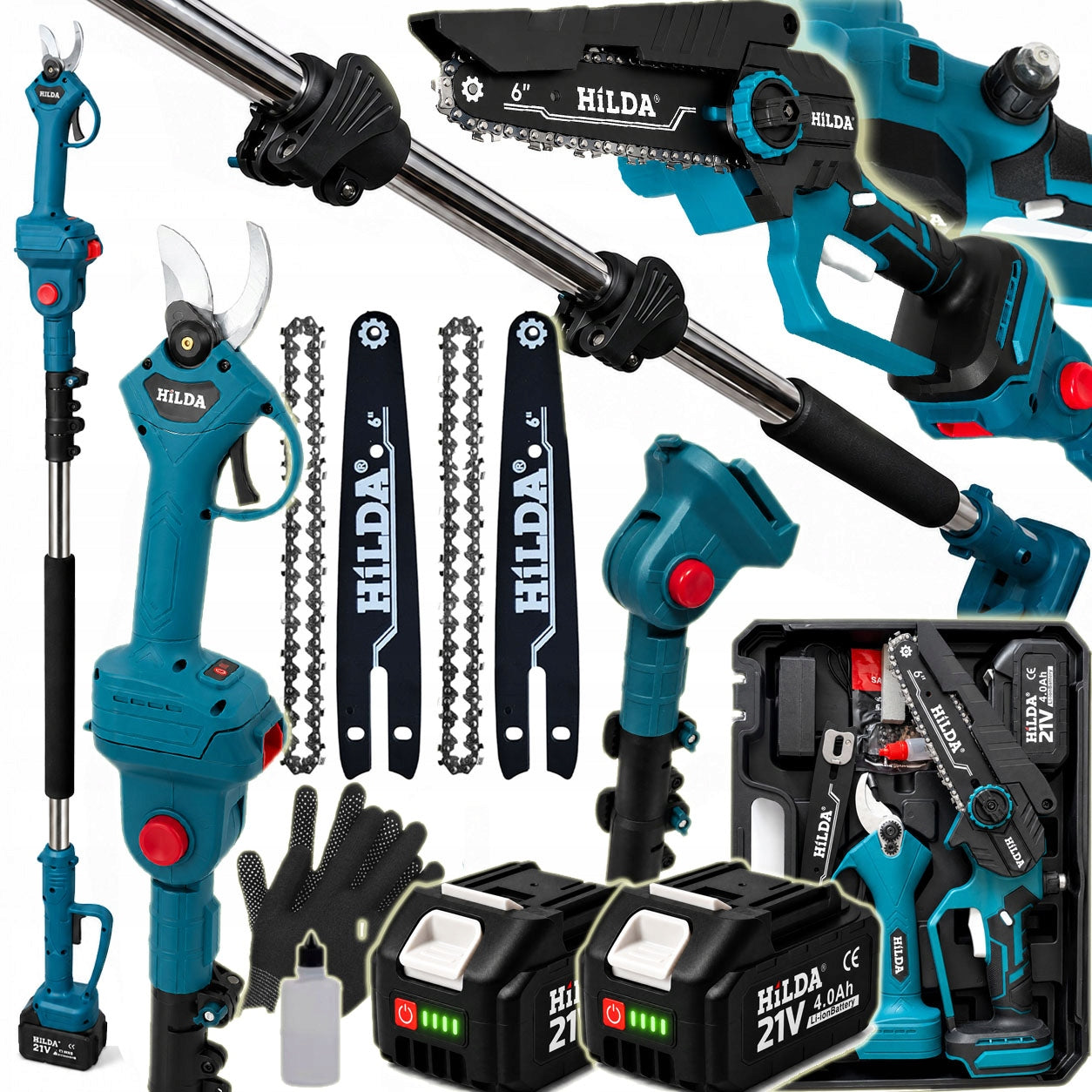 CORDLESS SAW PRUNER BOOM EXTENSION 2,5M 2AKU 4Ah HILDA