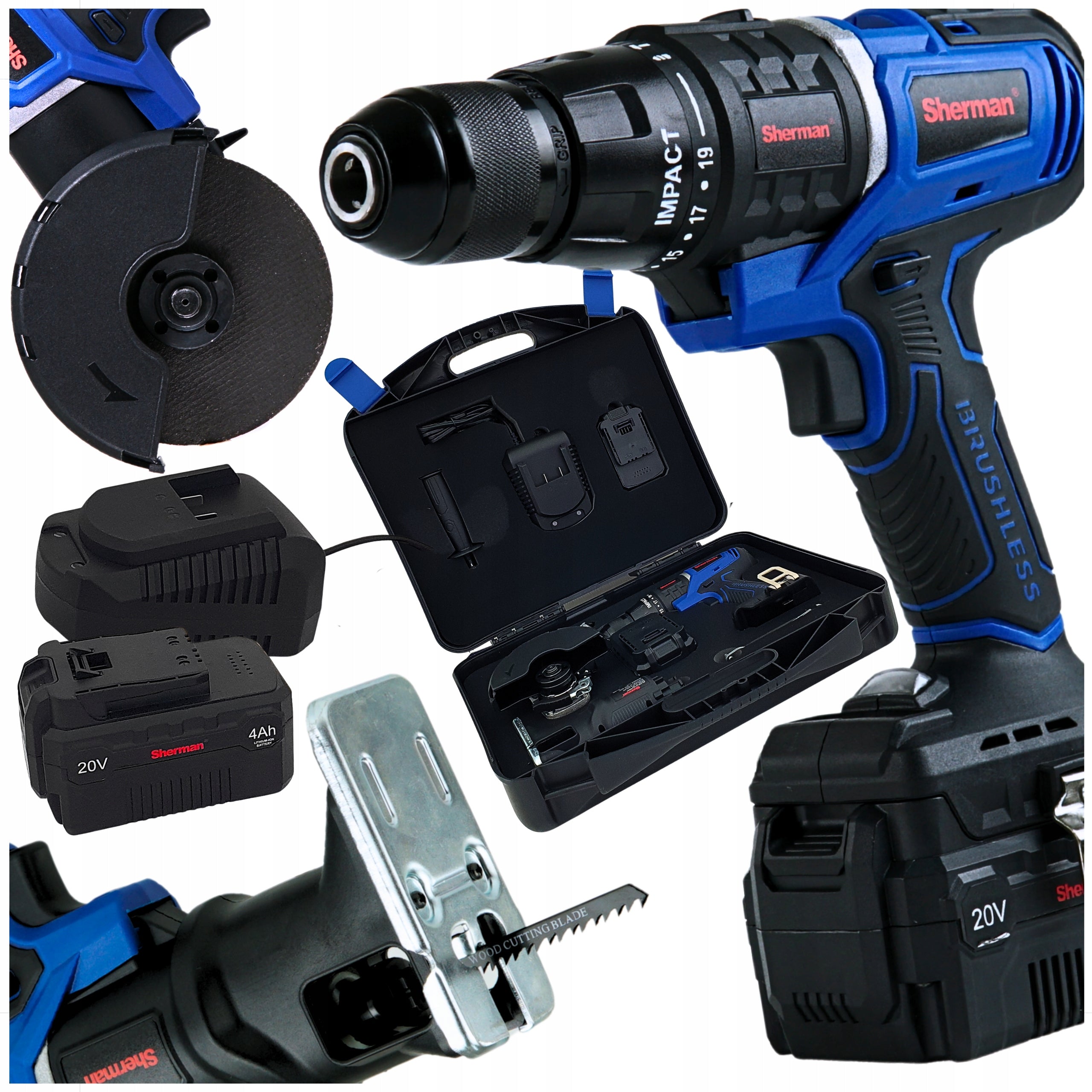 CORDLESS SCREWDRIVER + GRINDER + JIGSAW SET 3W1 2XAKU GIFT