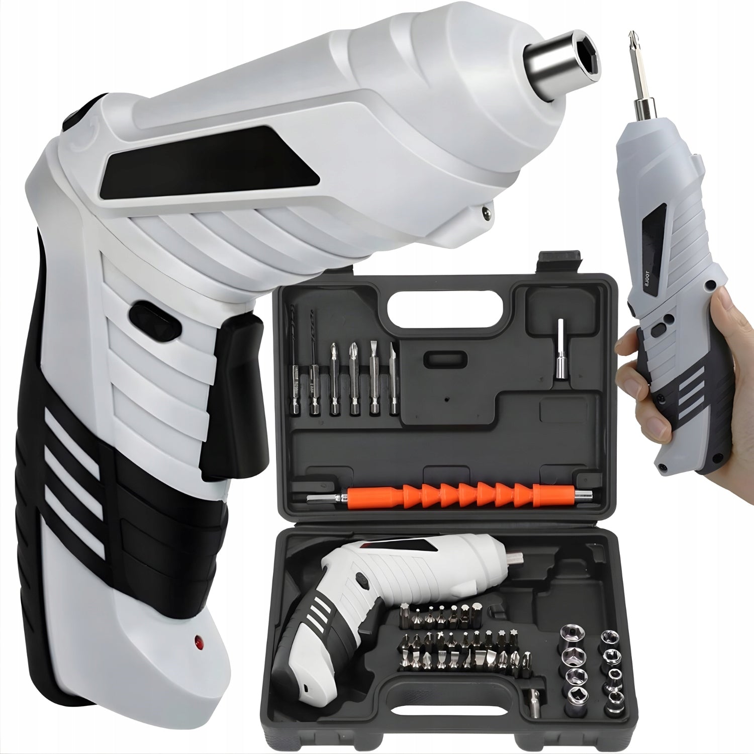 CORDLESS SCREWDRIVER MINI SCREWDRIVER LED SET 45 ELEMENTS BITS SUITCASE
