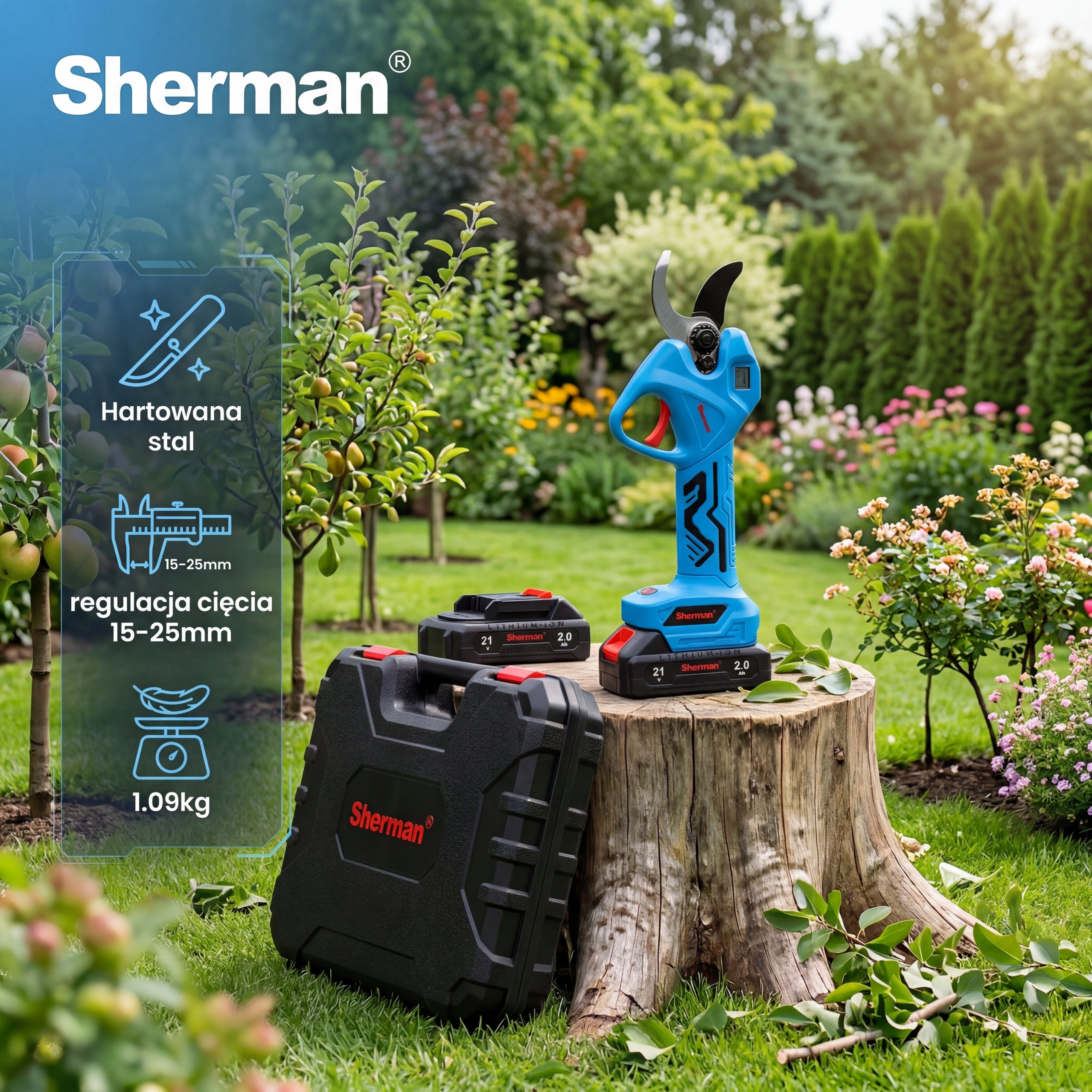 CORDLESS SHEAR FOR CUTTING POWERFUL LIGHT FAST! AKU 2x 2.0Ah | Sherman Brand Sherman