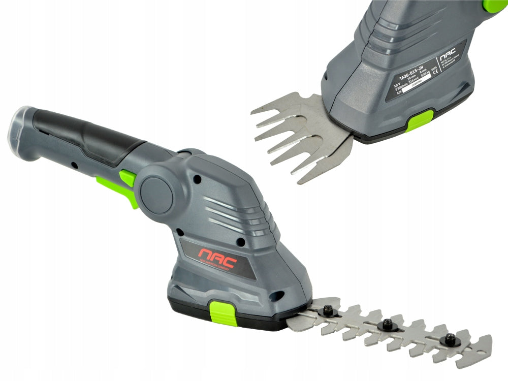 CORDLESS SHEARS FOR GRASS AND SHRUBS NAC 2 INTERCHANGEABLE BLADES 3,6 V 1,5 Ah Packaging status original