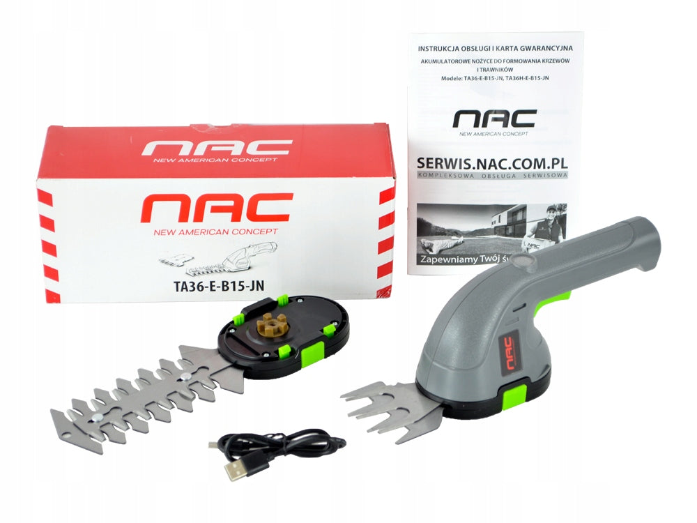 CORDLESS SHEARS FOR GRASS AND SHRUBS NAC 3,6 V 1,5 Ah 2 INTERCHANGEABLE BLADES Brand no brand