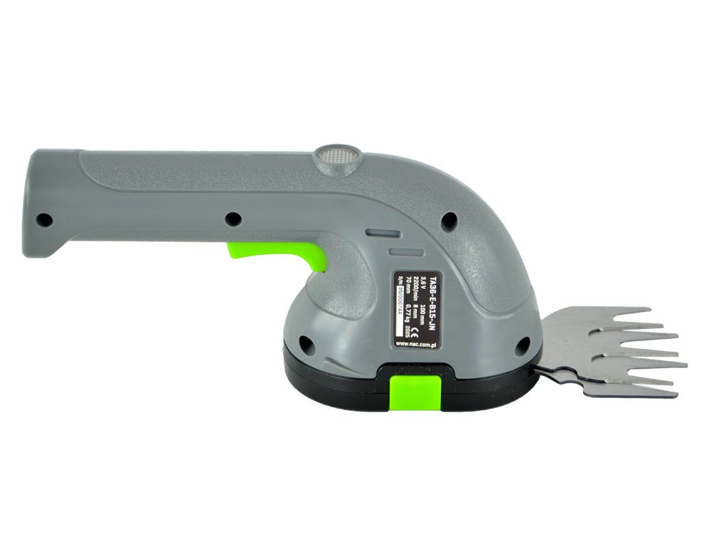 CORDLESS SHEARS FOR GRASS AND SHRUBS NAC 3,6 V 1,5 Ah 2 INTERCHANGEABLE BLADES Product weight with unit packaging 1 kg