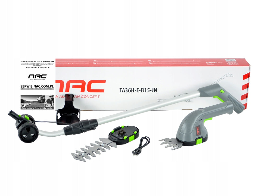 CORDLESS SHEARS FOR GRASS AND SHRUBS NAC WITH ADDITIONAL HANDLE 1.5 Ah 3,6 V Packaging status original