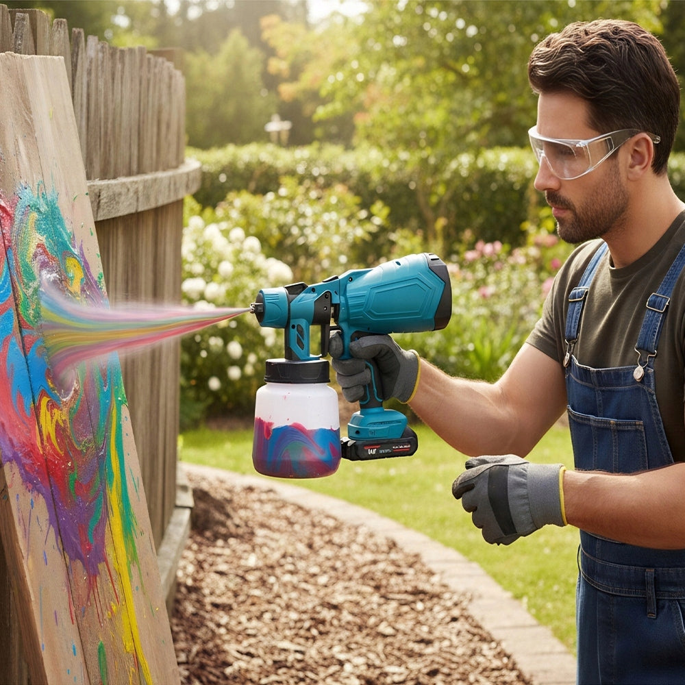 CORDLESS SPRAY GUN FOR FURNITURE WALL 1000ml 3 MODES OF PAINTING Manufacturer code pistolet natryskowy malarski
