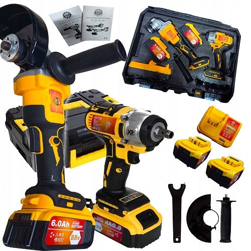 CORDLESS TOOL KIT IMPACT WRENCH GRINDER 88V 2x 6Ah SUITCASE