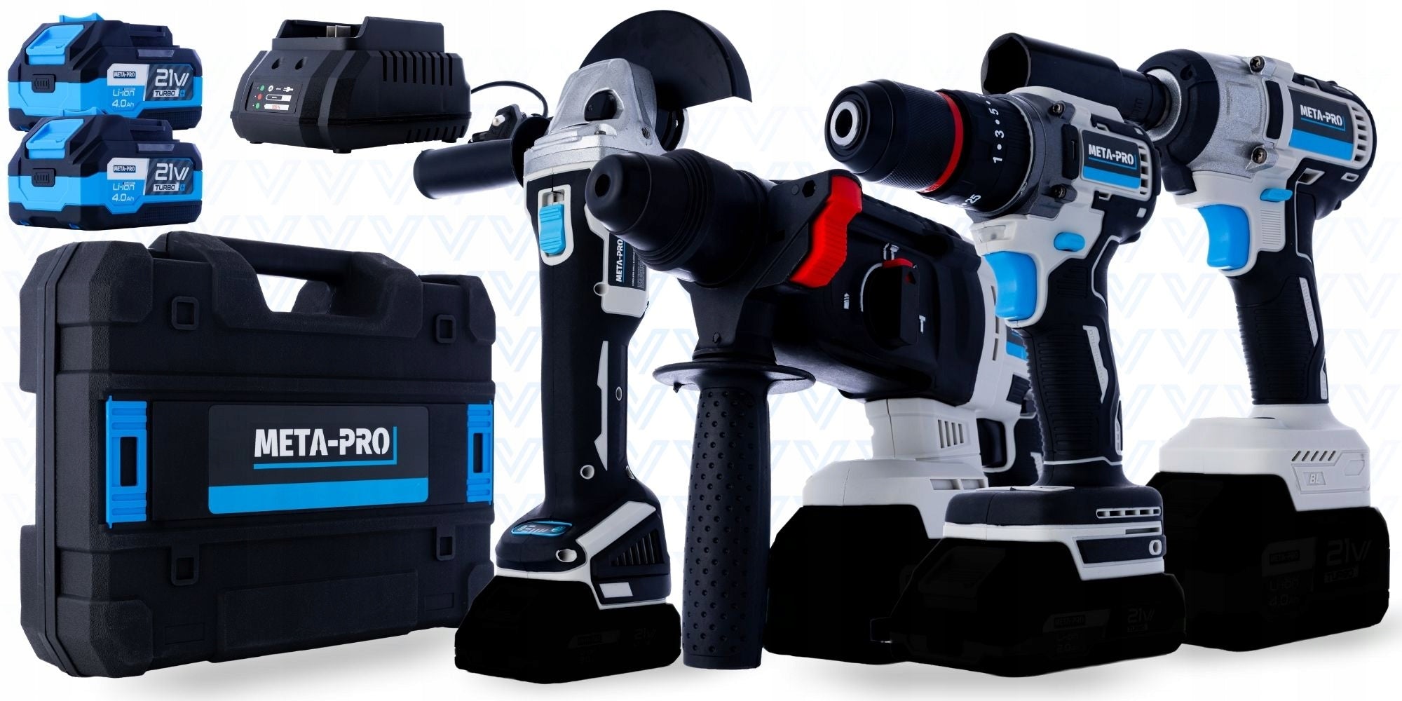 CORDLESS TOOL SET 4in1 21V 4Ah HAMMER WRENCH GRINDER SCREWDRIVER Packaging status original
