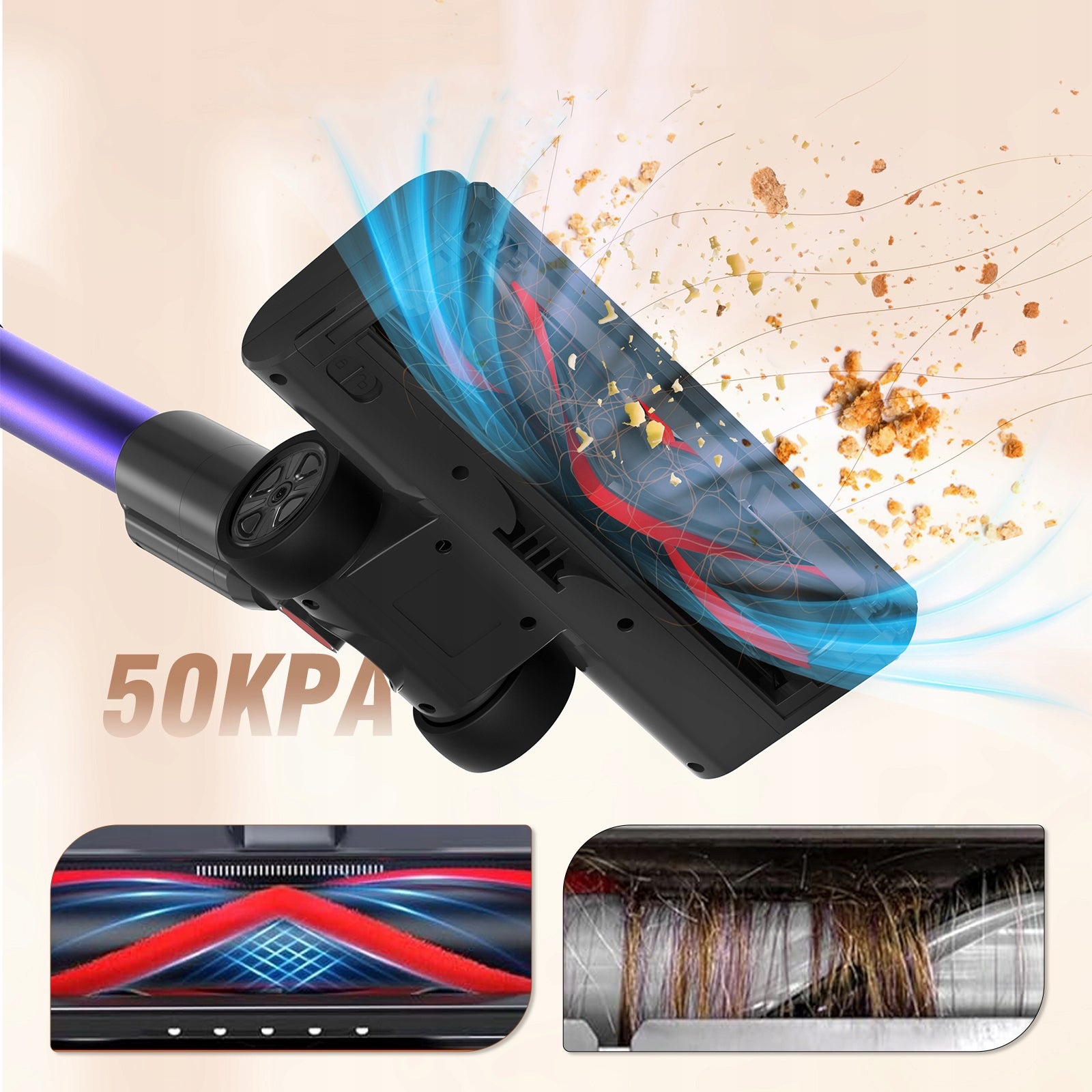 CORDLESS UPRIGHT HANDHELD LED VACUUM CLEANER 550W 50KPA BLOSSOM V18 FOR HOME Power supply rechargeable battery