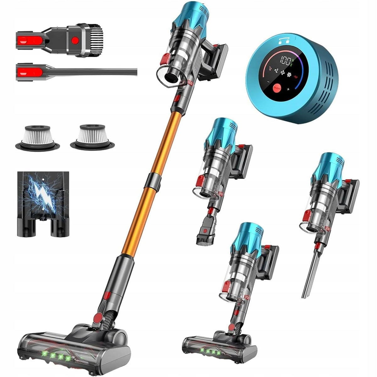 CORDLESS UPRIGHT HANDHELD LED VACUUM CLEANER 550W 55KPA FOR HOME V18
