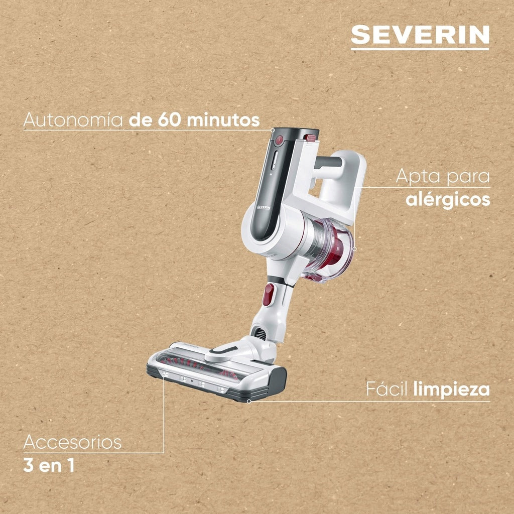 CORDLESS UPRIGHT HANDHELD VACUUM CLEANER 2IN1 400W 60MIN LED SEVERIN HV7166 Manufacturer code HV 7166