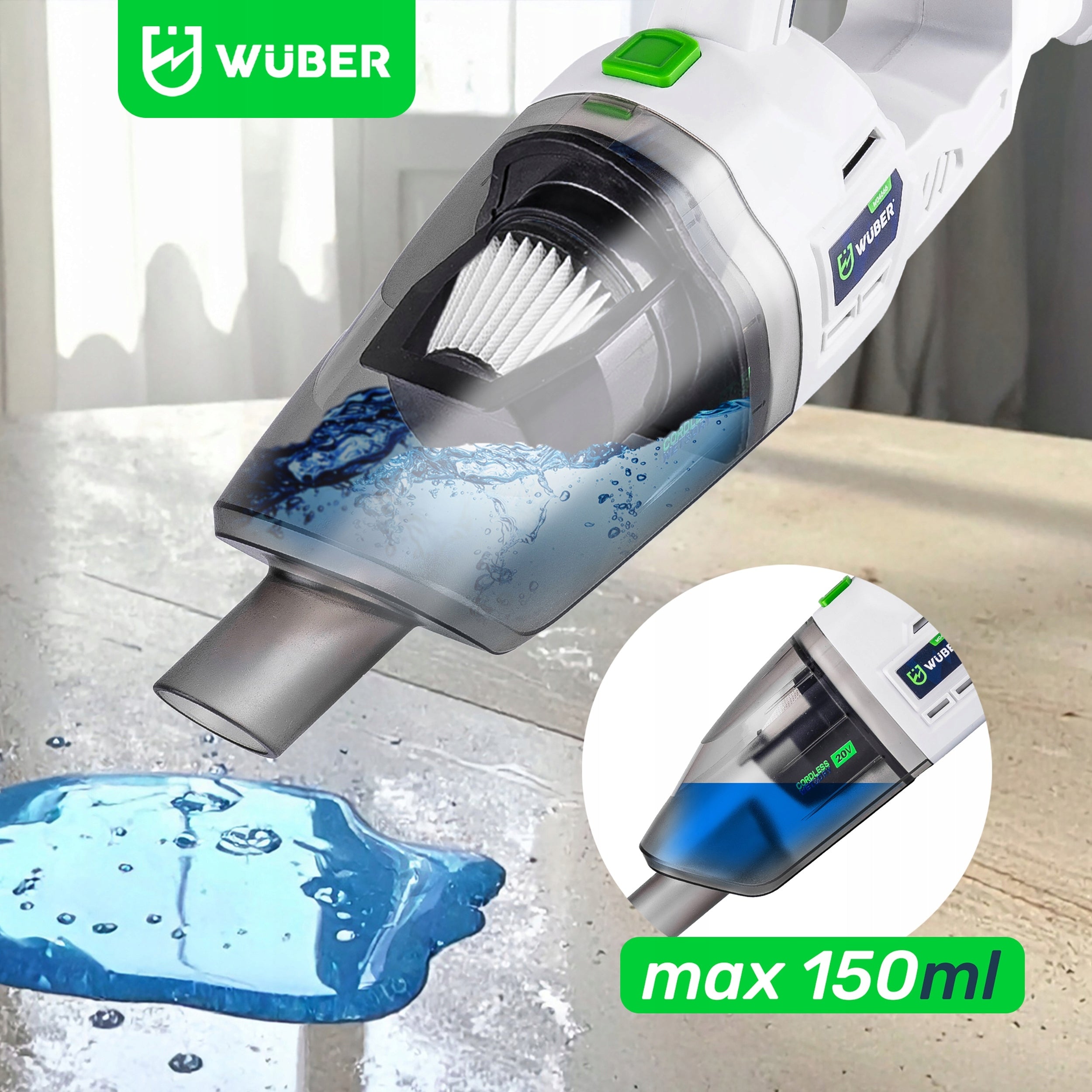 CORDLESS UPRIGHT HANDHELD VACUUM CLEANER 2IN1 CAR CORDLESS WUBER Manufacturer code W04666 AKUMULATOROWY ODKURZACZ RĘCZNY WUBER