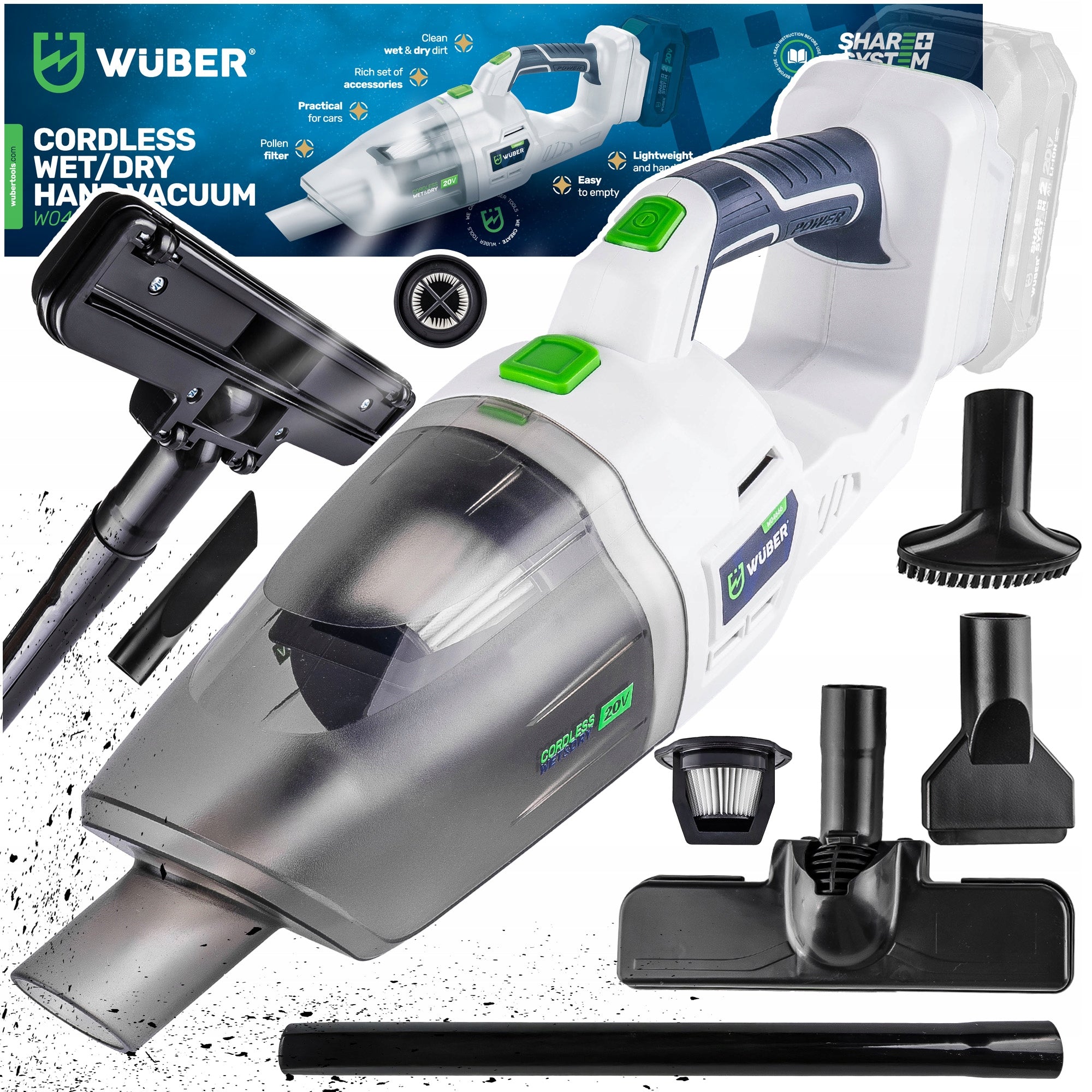 CORDLESS UPRIGHT HANDHELD VACUUM CLEANER 2IN1 CAR CORDLESS WUBER