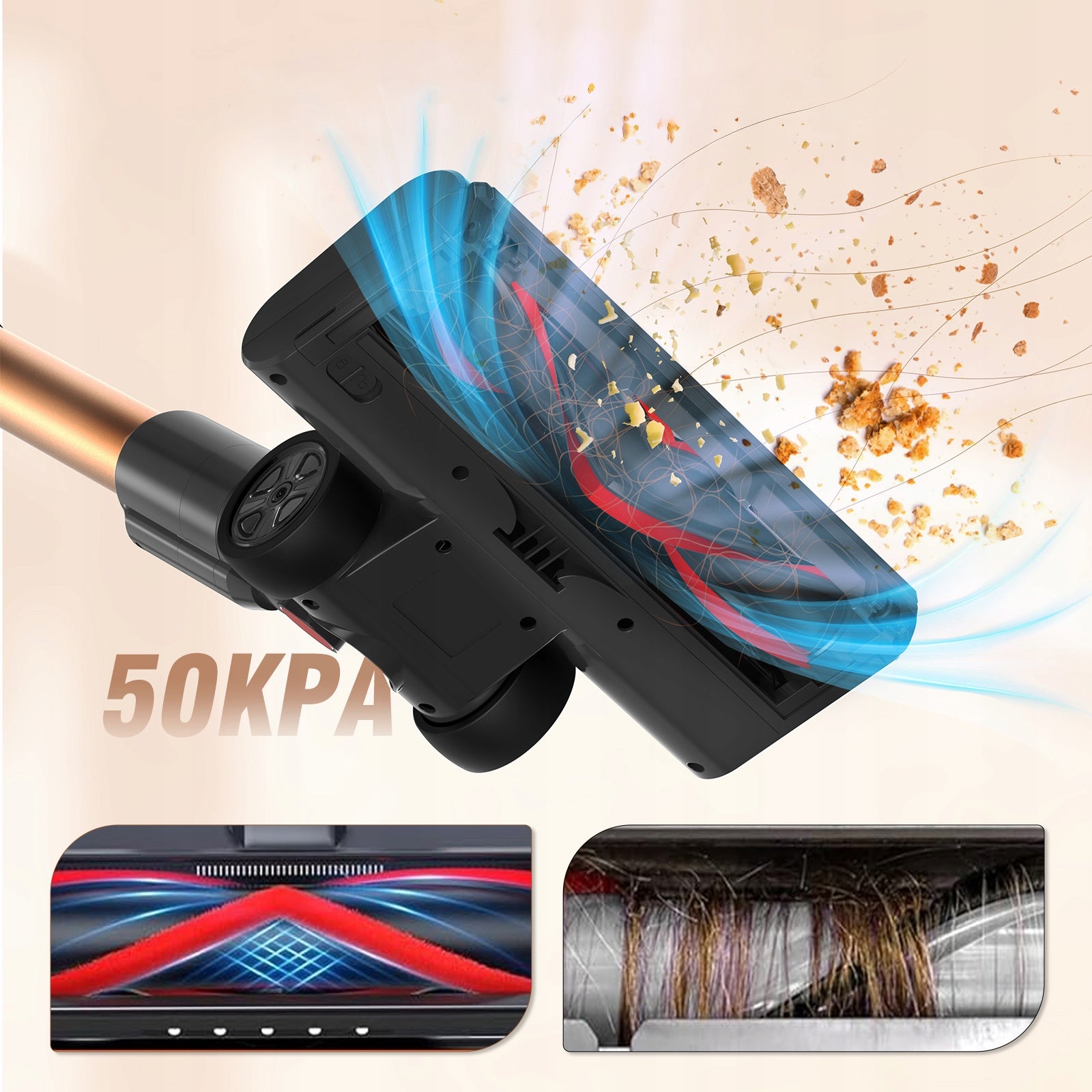 CORDLESS UPRIGHT LED VACUUM CLEANER BLOSSOM V18 550W 50KPA HOME CAR Dust container volume 1.5 l