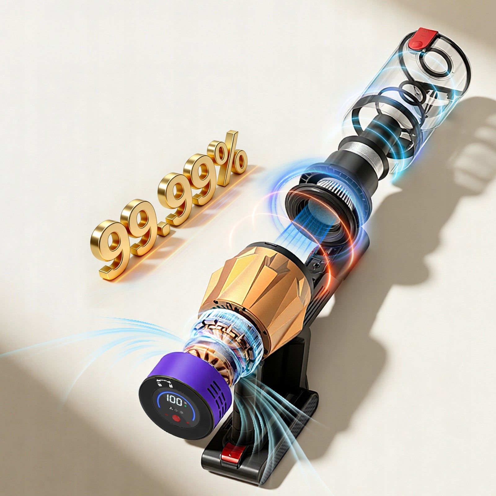 CORDLESS UPRIGHT LED VACUUM CLEANER BLOSSOM V18 550W 50KPA HOME CAR Power supply rechargeable battery