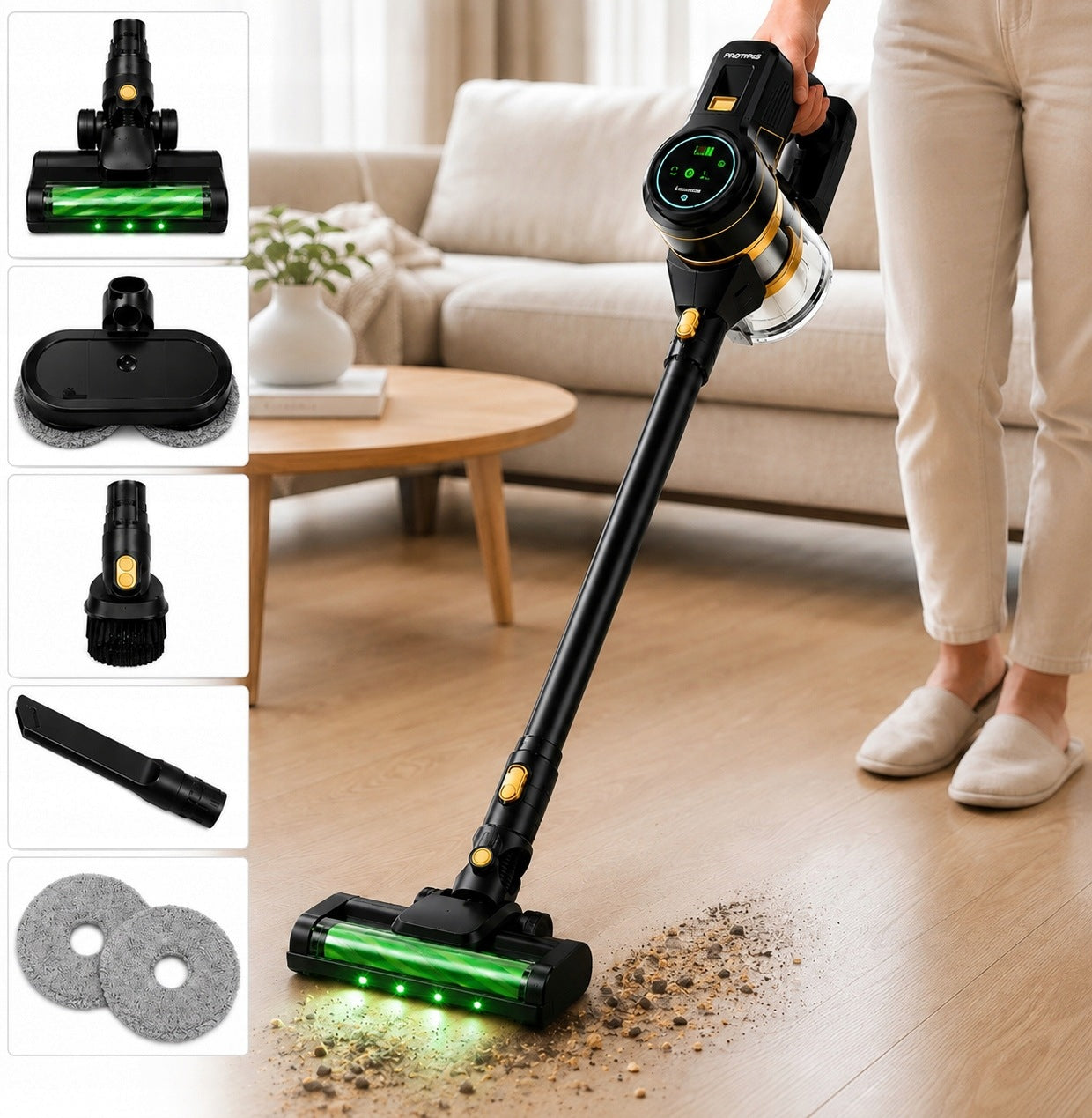 CORDLESS UPRIGHT MOPPING VACUUM CLEANER WITH CYCLONE DISPLAY Brand PrzyPas