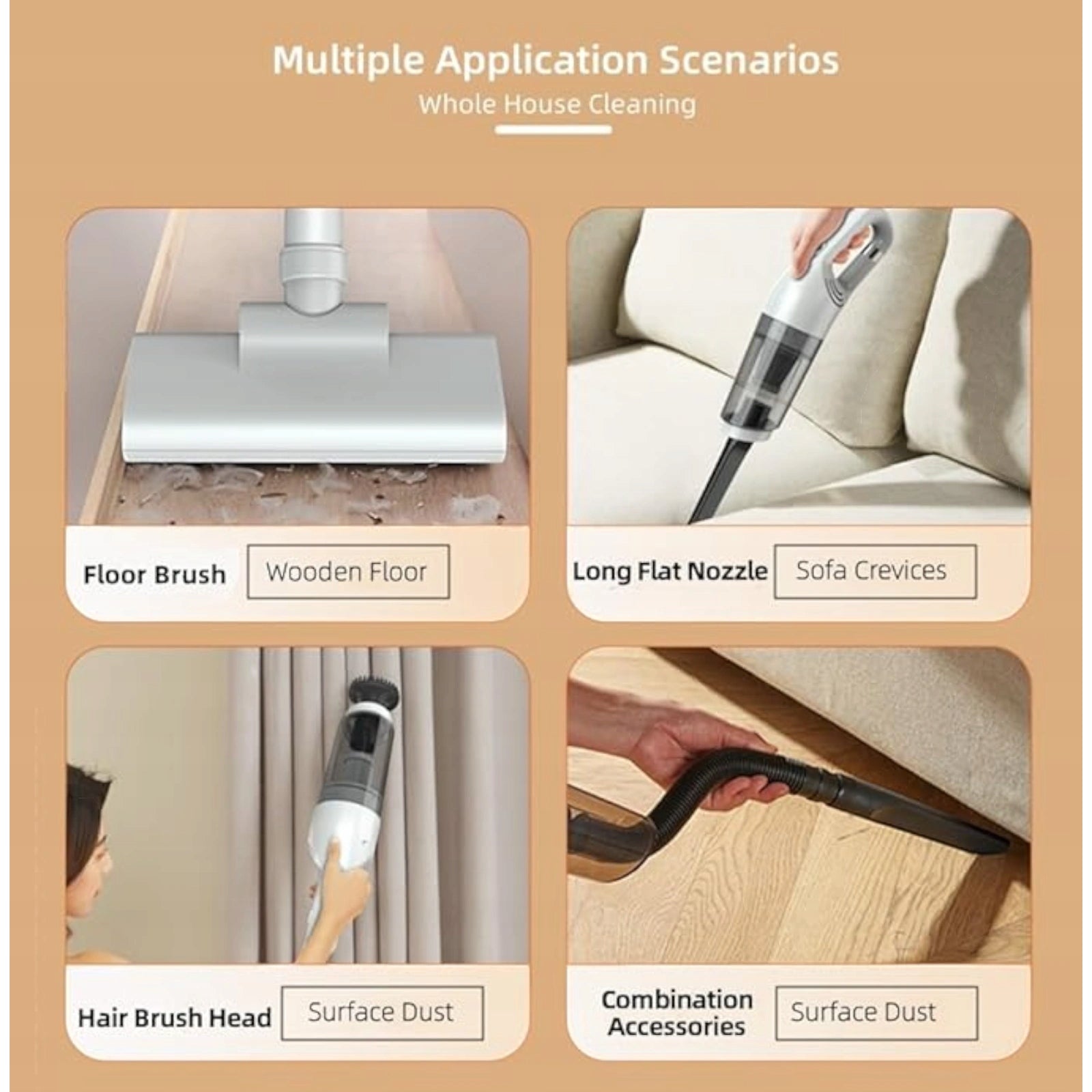 CORDLESS UPRIGHT VACUUM CLEANER FOR HOME AND CAR 120W LIGHT HANDY Dominant color white