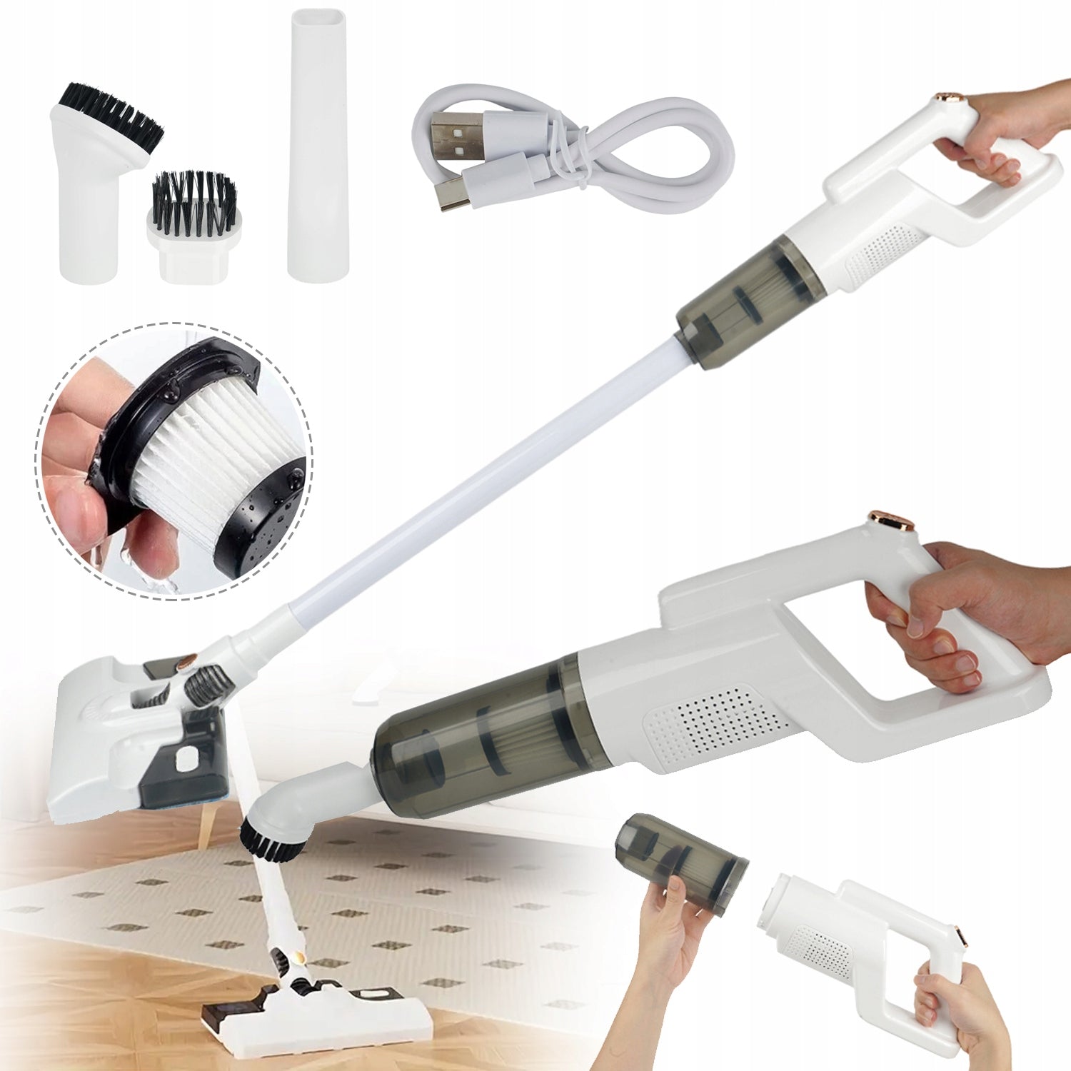 CORDLESS VACUUM CLEANER, PORTABLE VACUUM CLEANER, 7000PA, 2600MAH, 210 ML
