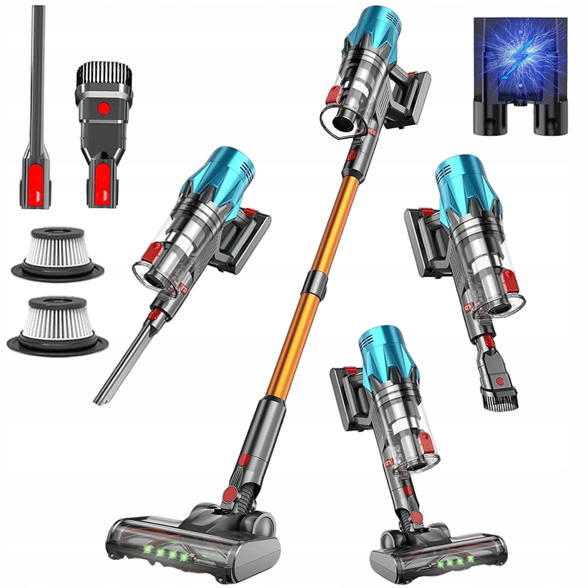 CORDLESS VACUUM CLEANER UPRIGHT BAGLESS LED ELECTRIC BRUSH 550W 55KPA