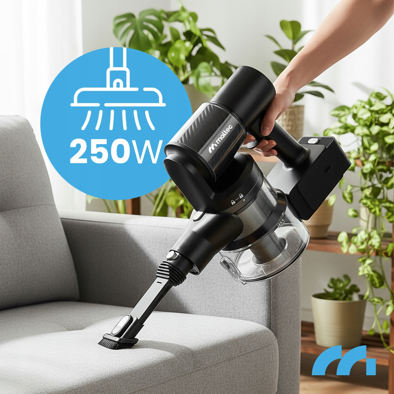 CORDLESS VACUUM CLEANER UPRIGHT BAGLESS LED ELECTROBRUSH 3IN1 250W Brand Maltec