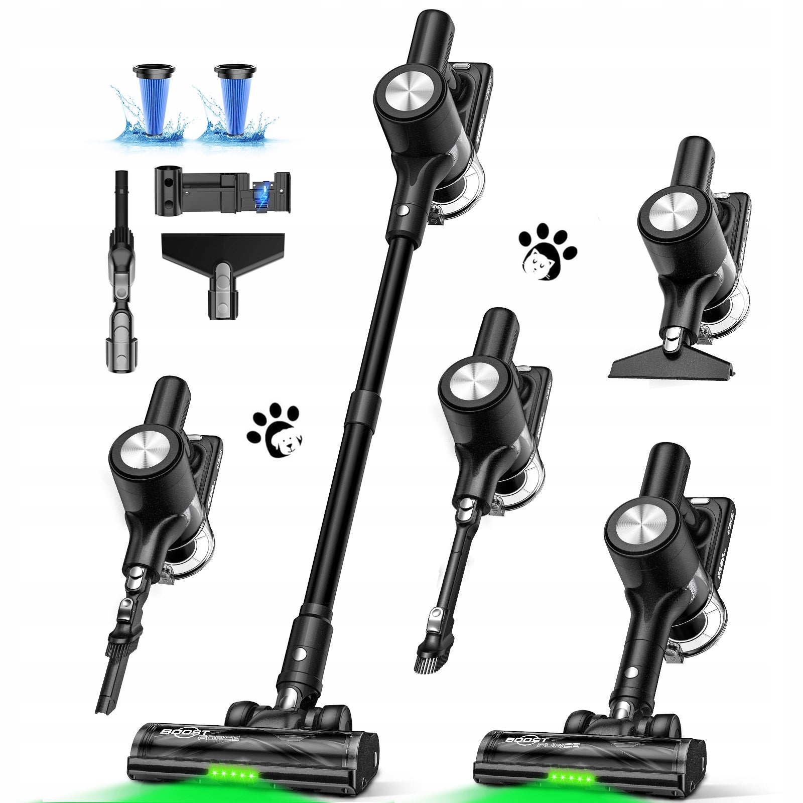 CORDLESS VACUUM CLEANER UPRIGHT BAGLESS LED ELECTROBRUSH 3IN1 500W H28