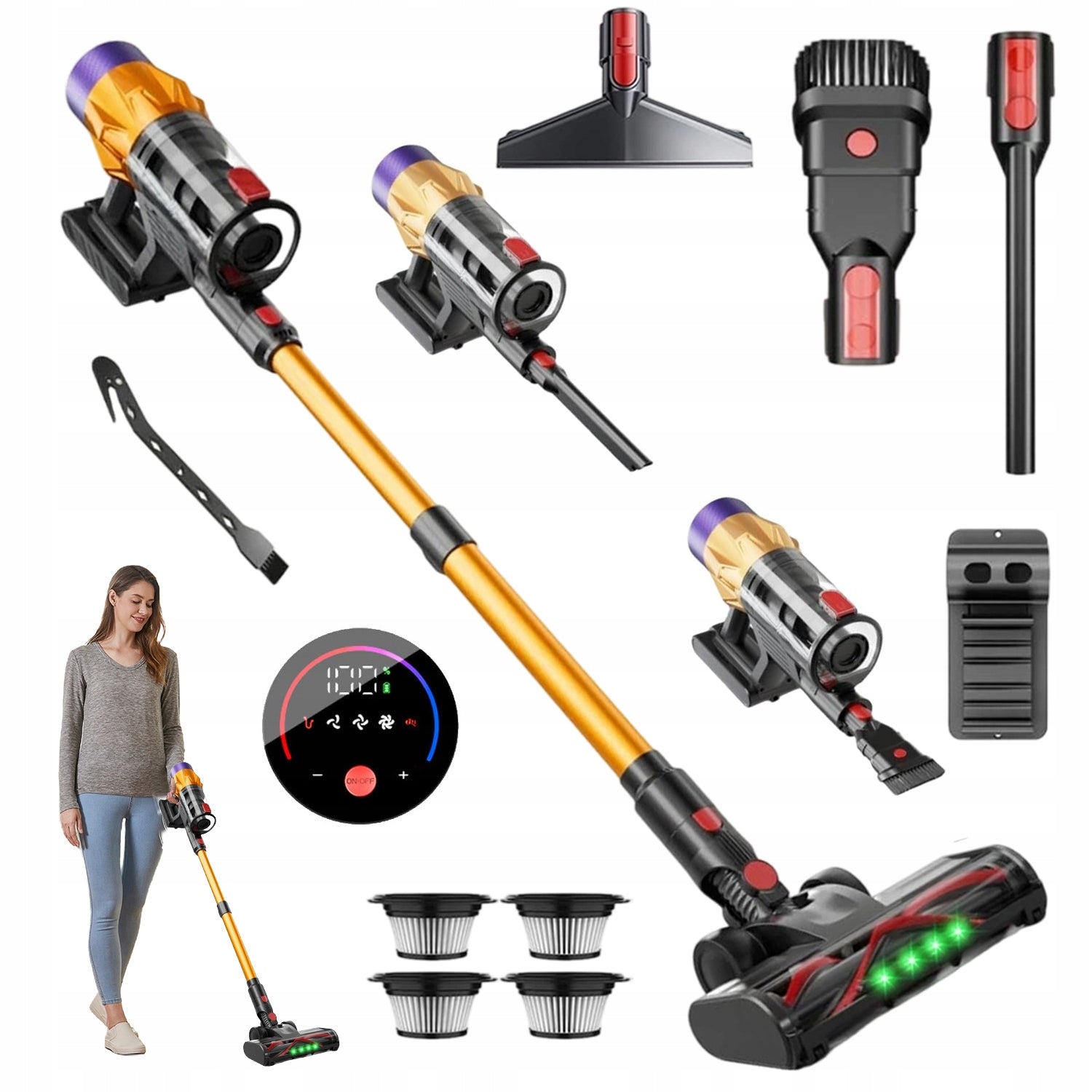 CORDLESS VACUUM CLEANER UPRIGHT BAGLESS LED ELECTROBRUSH 6IN1 550W