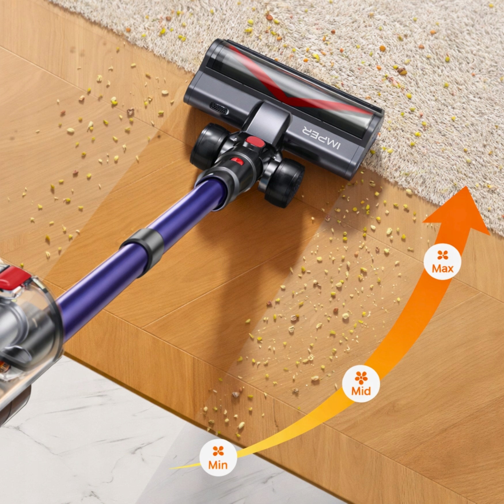 CORDLESS VACUUM CLEANER VERTICAL BAGLESS ELECTROBRUSH LED SET 9IN1 Model Prestige 600 Cyclone