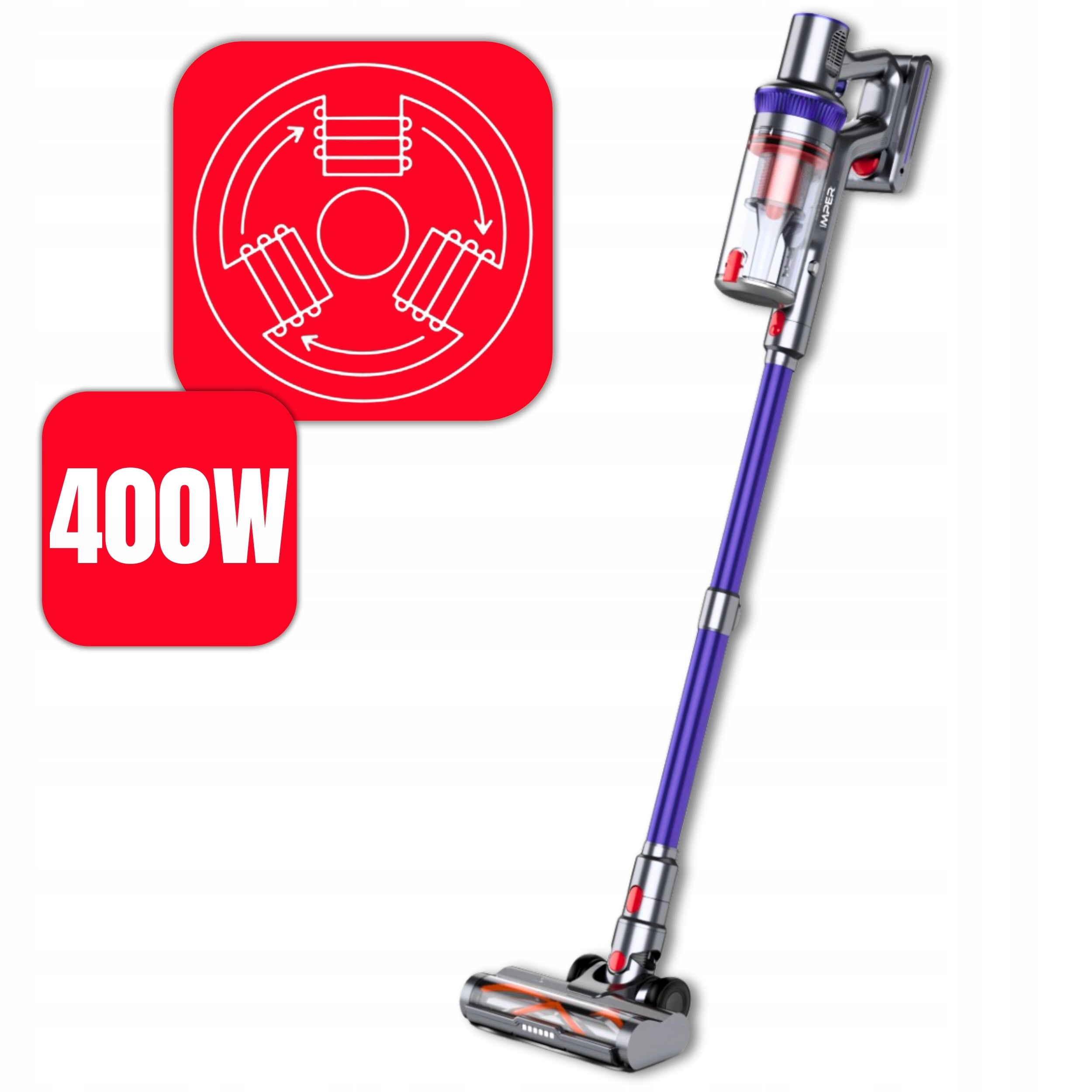 CORDLESS VACUUM CLEANER VERTICAL BAGLESS ELECTROBRUSH LED SET 9IN1 Packaging status original