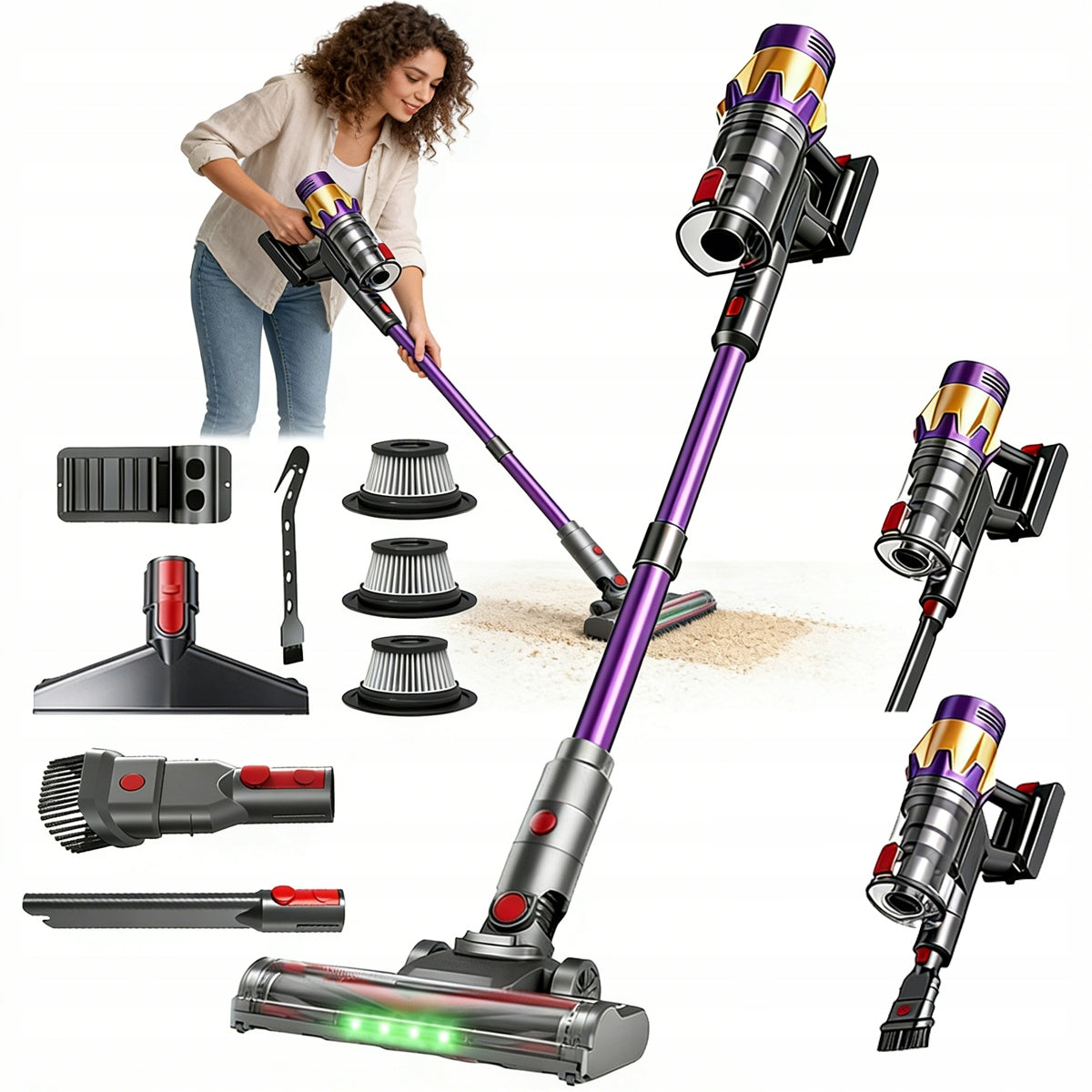 CORDLESS VACUUM CLEANER VERTICAL HANDHELD BAGLESS ELECTROBRUSH 550W