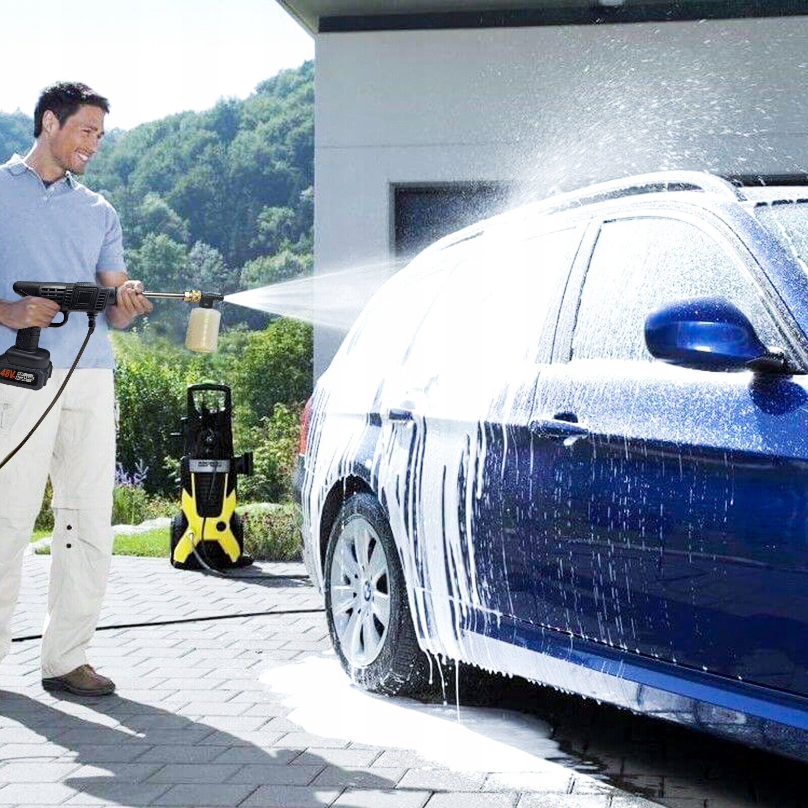 CORDLESS WIRELESS PRESSURE WASHER 1500W TRANSMISSION + 2x AKU 88VF Manufacturer code Myjka Akumulatorowa Ciśnieniowa Bezprzewodowa
