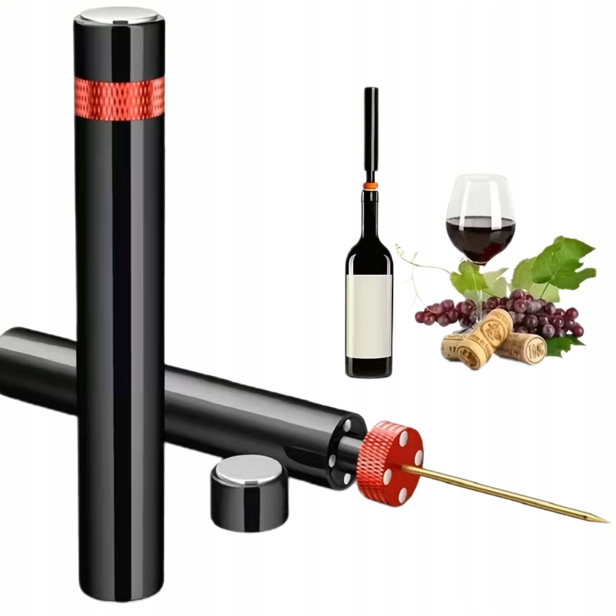 CORKSCREW PRESSURE WINE OPENER WITHOUT THE USE OF FORCE - RED