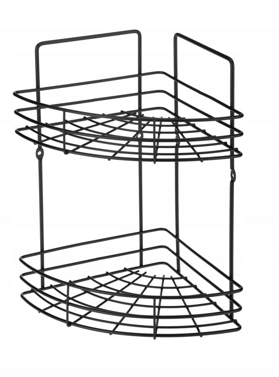 CORNER BATHROOM SHELF 2-TIER BLACK