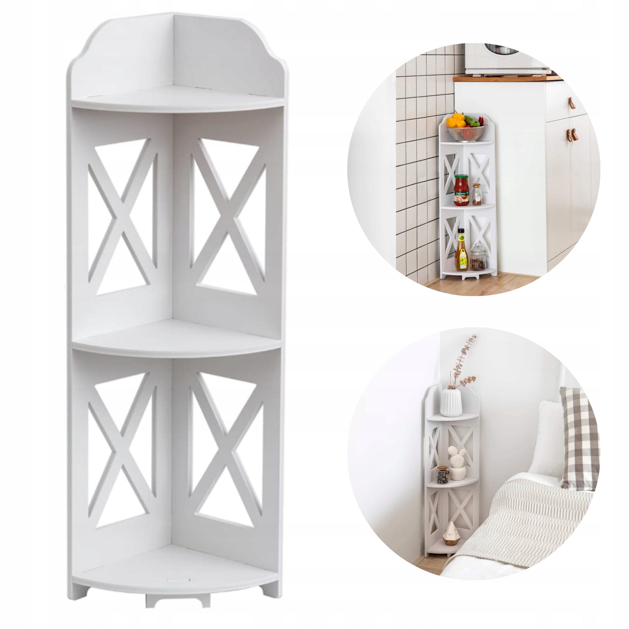 CORNER BATHROOM SHELVING UNIT 3 Levels Standing Storage Rack