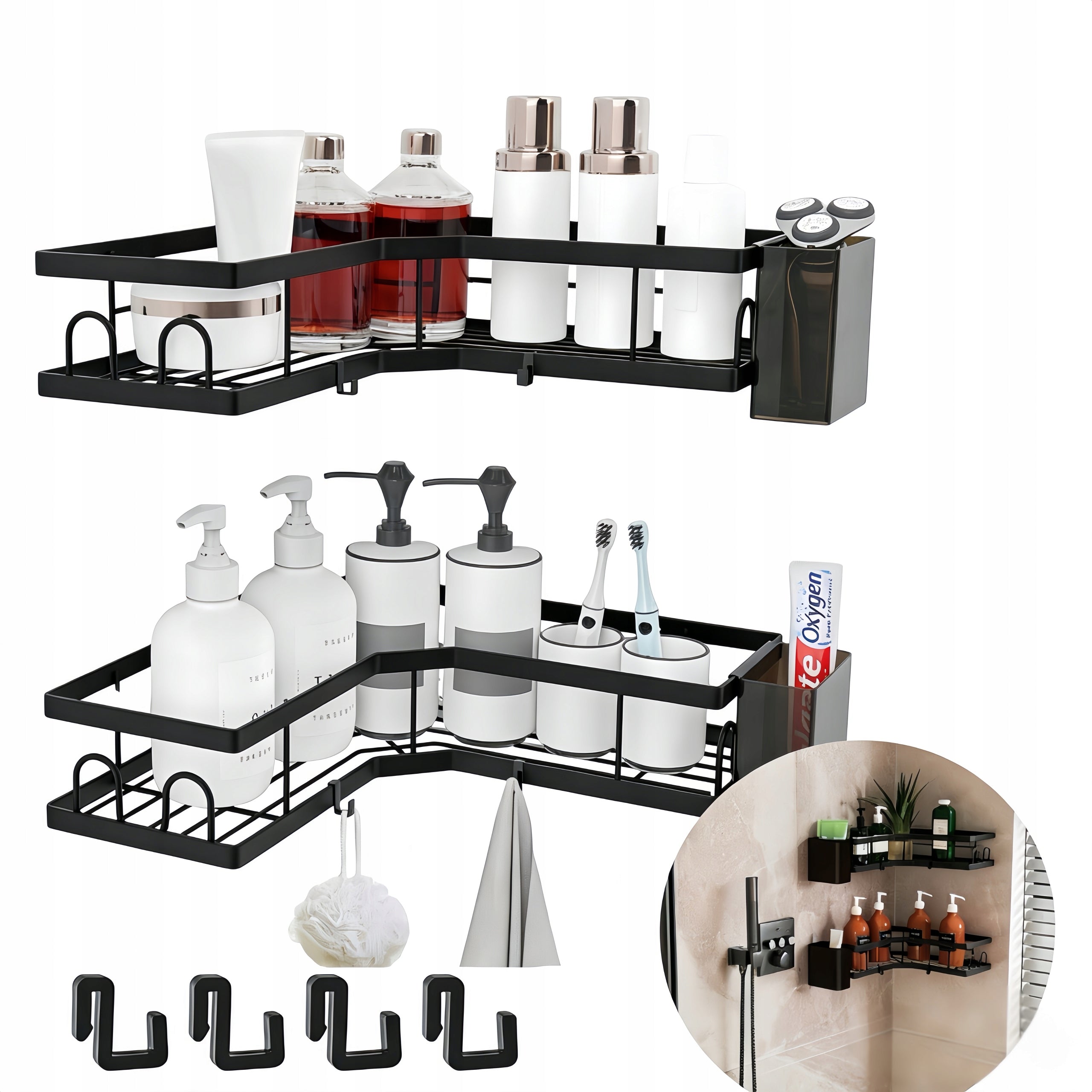 CORNER SHOWER SHELVES 2 PCS WITHOUT DRILLING BATHROOM ORGANIZER MIGORAX Brand Migorax