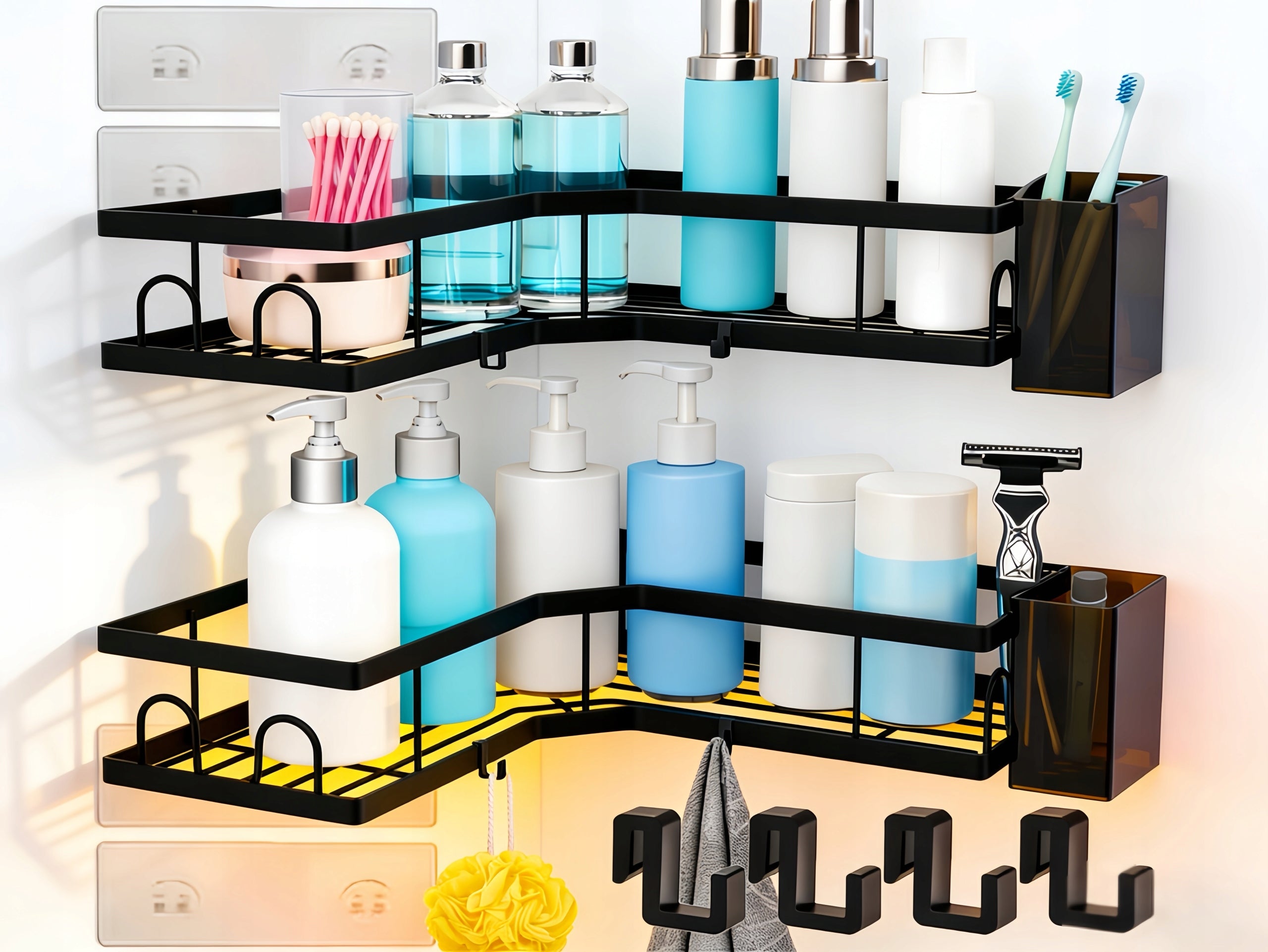 CORNER SHOWER SHELVES 2 PCS WITHOUT DRILLING BATHROOM ORGANIZER MIGORAX
