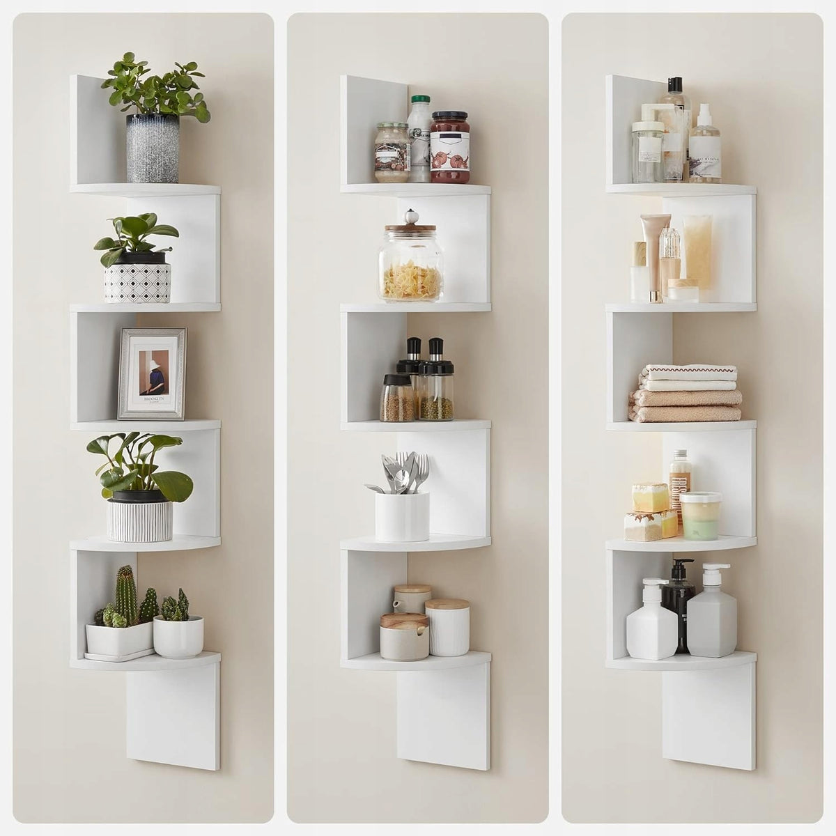 CORNER WALL FLOATING SHELVES, 5-TIER, CORNER, WALL SHELF Furniture depth 20 cm