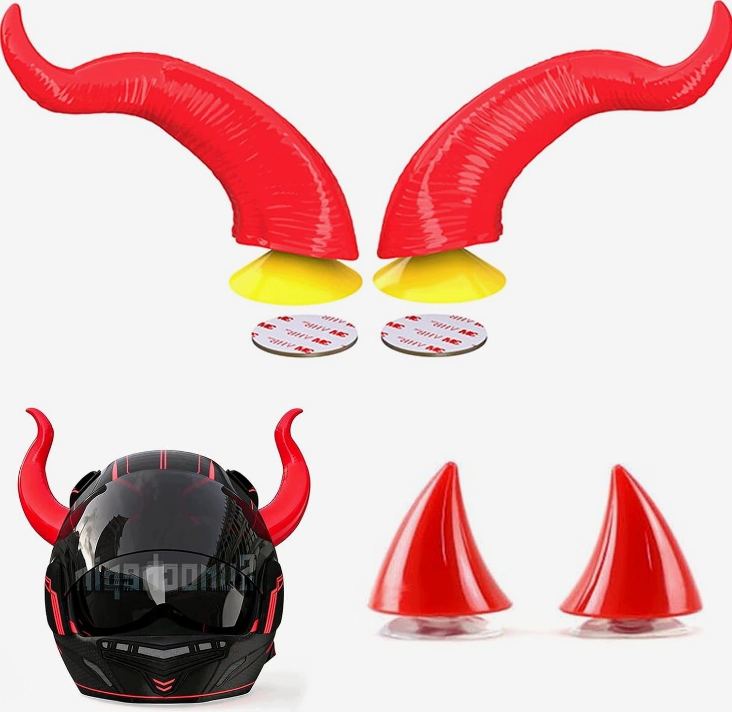 CORNERS 4 PIECES RED HELMET MOTORCYCLE DECORATION UNIVERSAL SUCTION CUPS