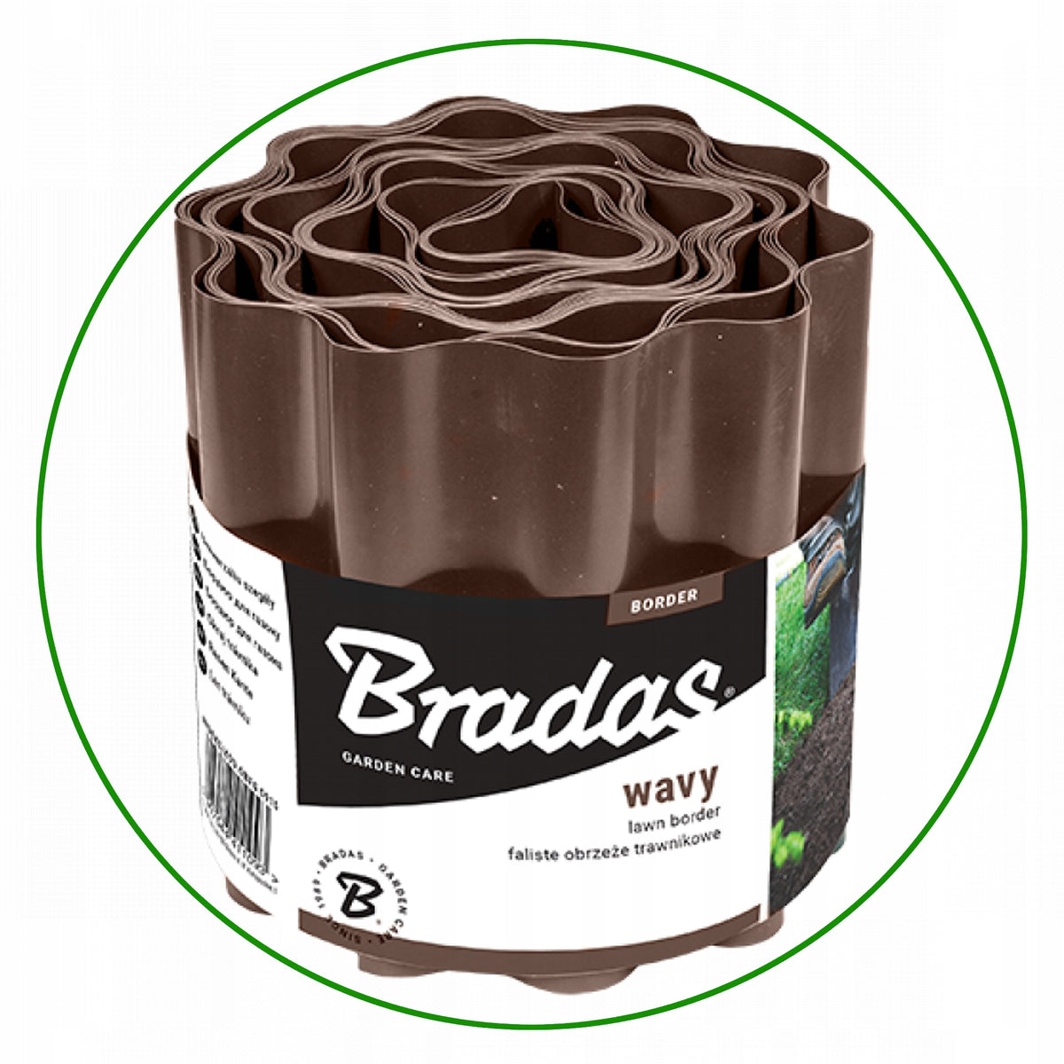 CORRUGATED LAWN EDGING GARDEN PALISADE STRONG 9M X 25CM BROWN BRADAS Packaging status original