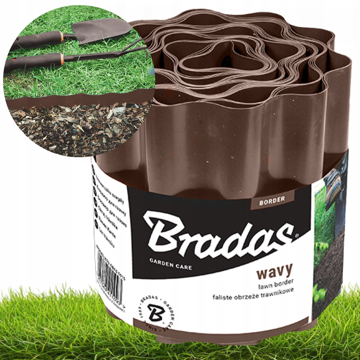 CORRUGATED LAWN EDGING GARDEN PALISADE STRONG 9M X 25CM BROWN BRADAS