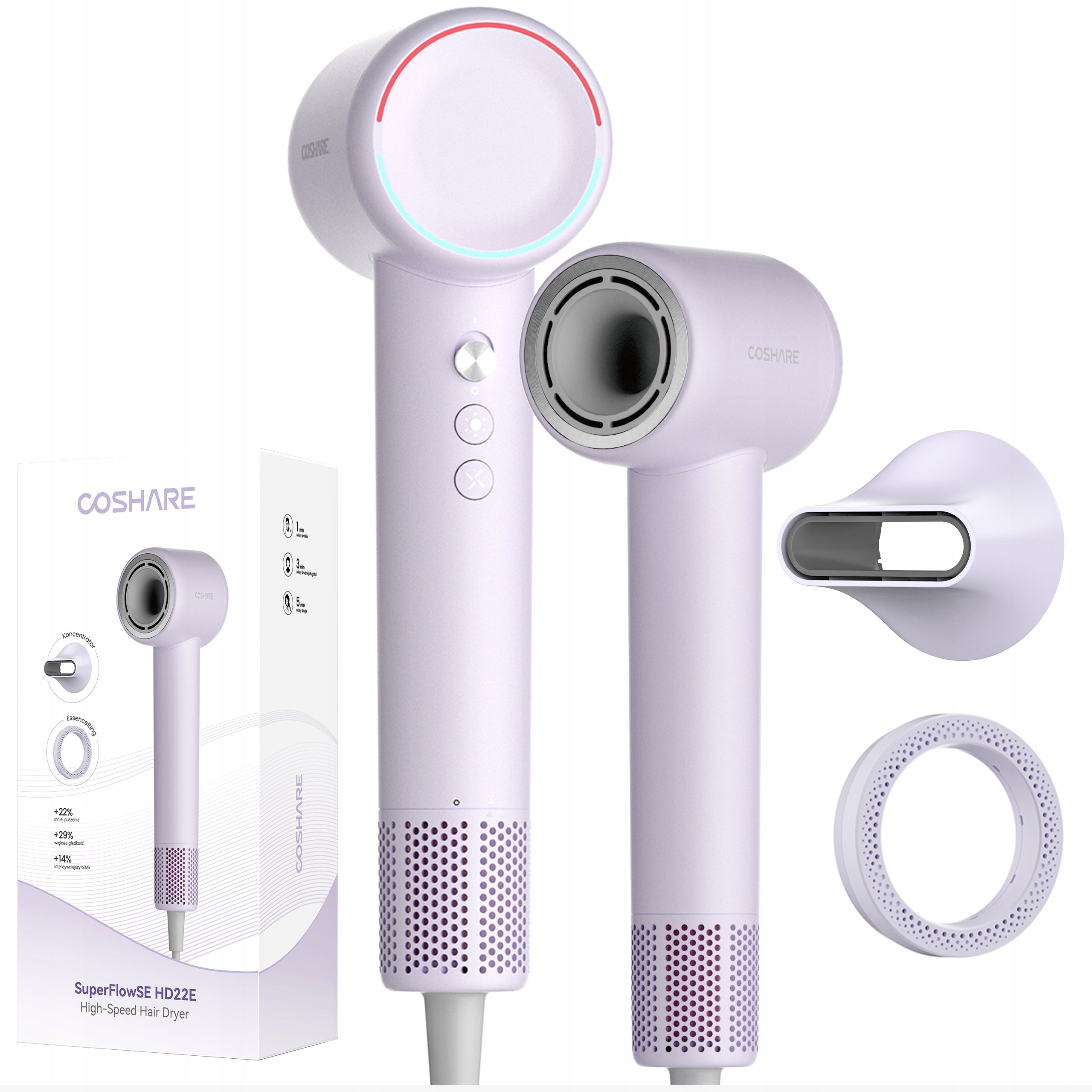 COSHARE HD22E Super Flow Hair Dryer Purple Manufacturer code SuperFlowSE Standard Fioletowa
