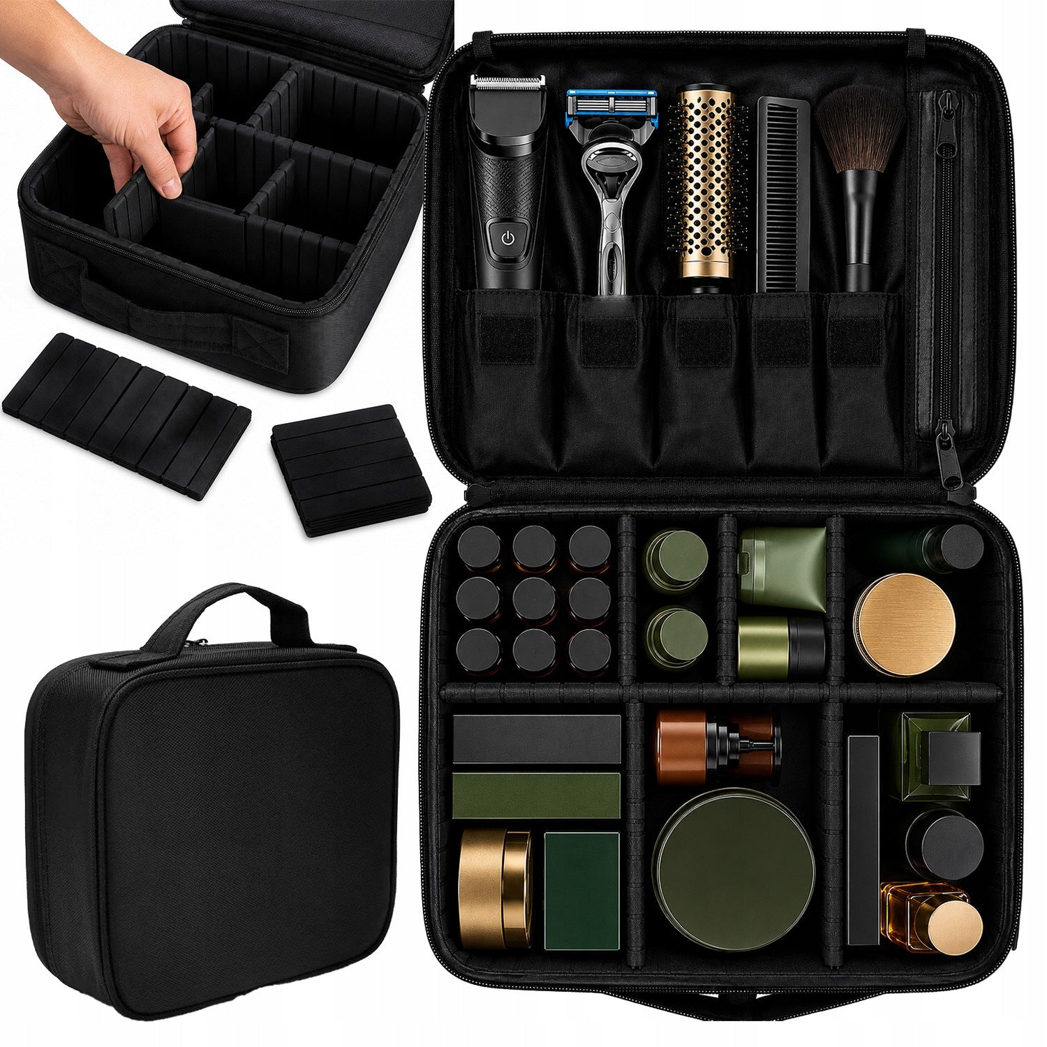 COSMETIC BAG ORGANIZER WITH COMPARTMENTS MEN'S WOMEN'S TRAVEL CASE