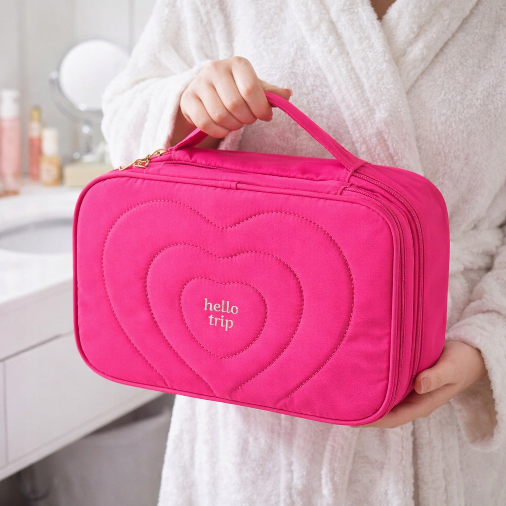 COSMETIC CASE TRAVEL BRUSHES ROOMY FOLDING Neon Packaging status original
