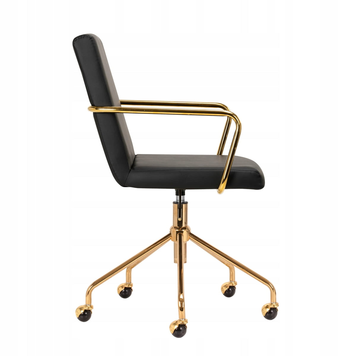COSMETIC CHAIR GOLD BLACK ON SWIVEL CASTORS FOR OFFICE SALON Model AC148160