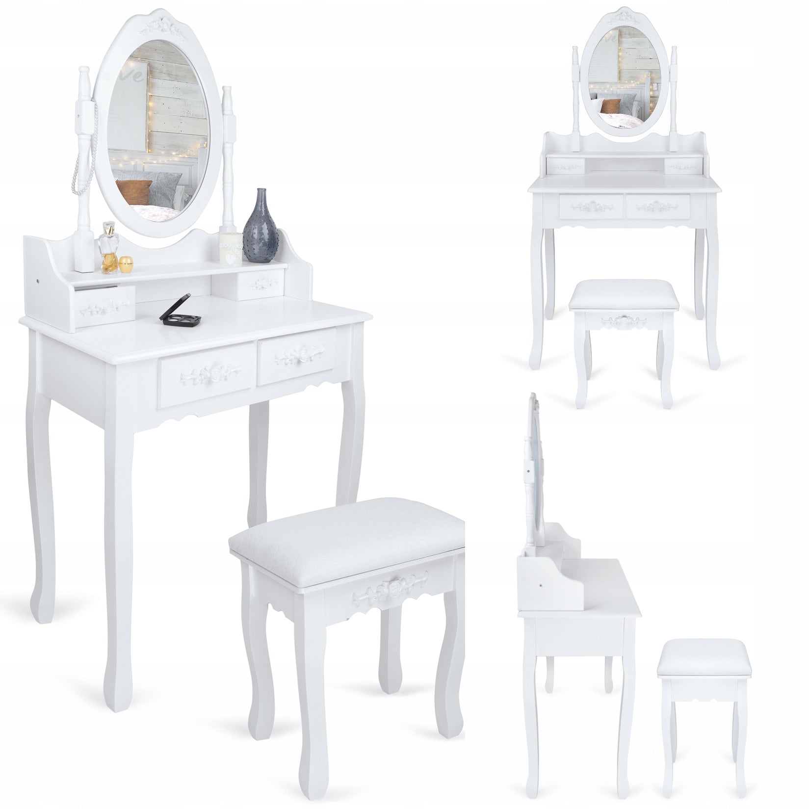 COSMETIC DRESSING TABLE WITH MIRROR + ITALFORM STOOL