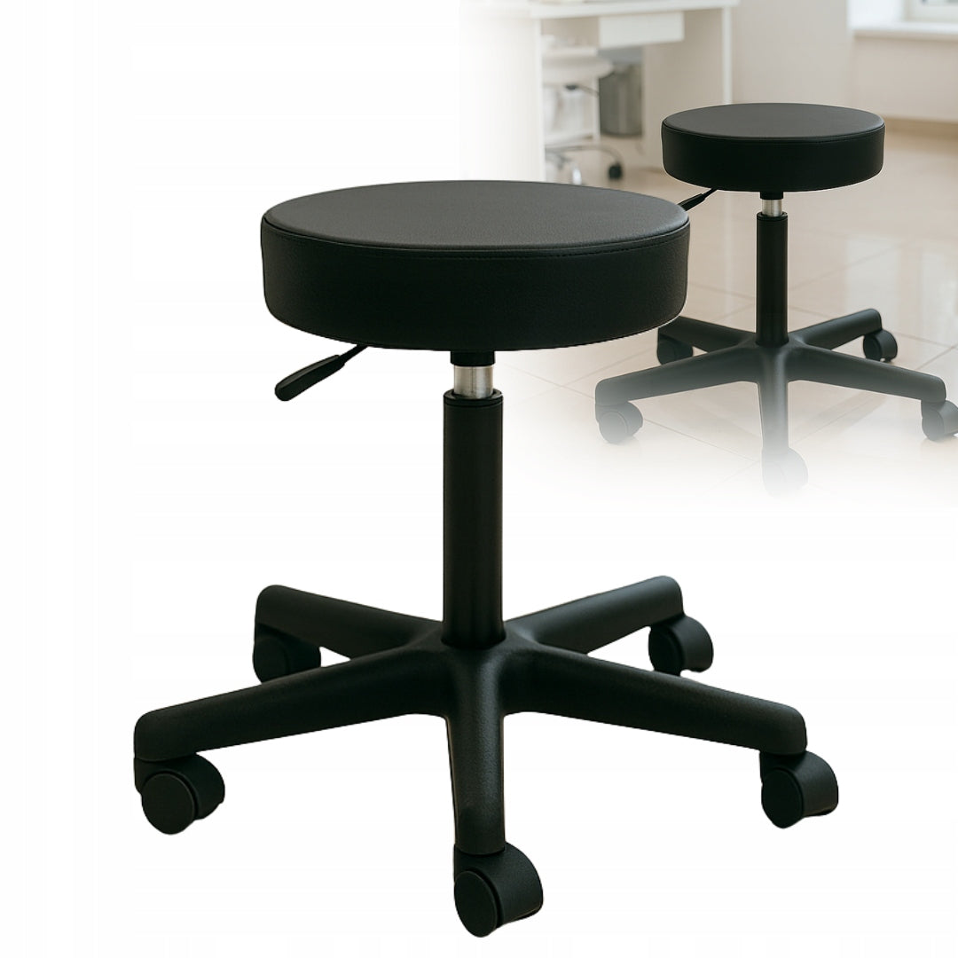 COSMETIC HAIRDRESSING STOOL WITHOUT BACKREST, BLACK