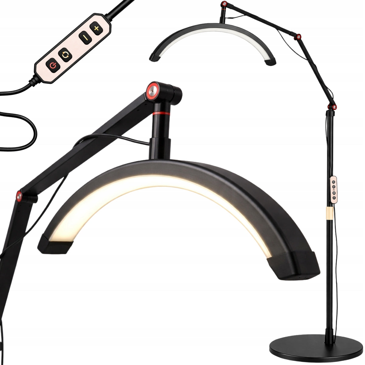 COSMETIC LAMP LED SHADOWLESS STANDING ADJUSTABLE BLACK CRESCENT Manufacturer code Lampa LED stojąca OVEE