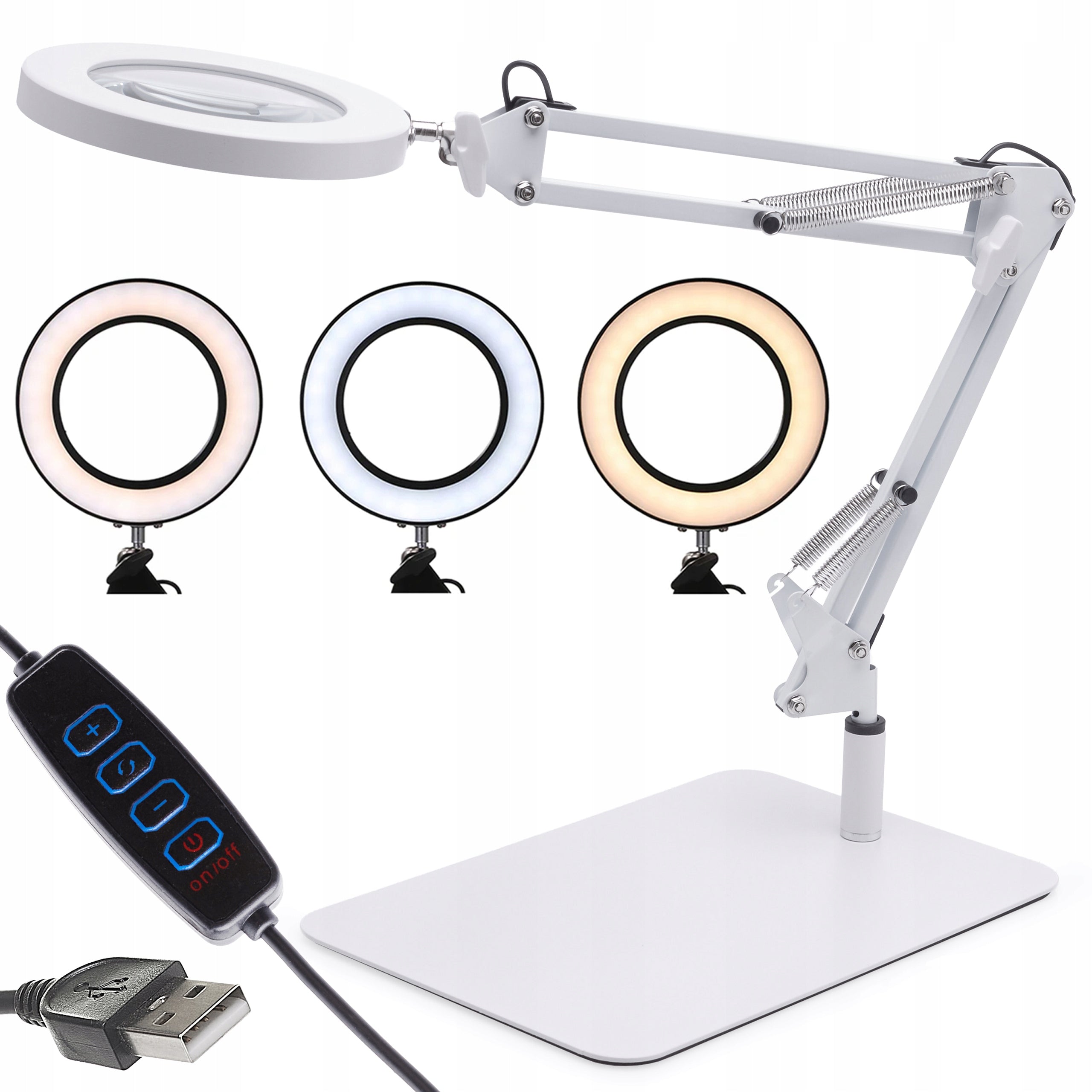 COSMETIC OFFICE MAGNIFYING GLASS LAMP WITH USB LED STAND 12W ADJUSTABLE JEWELER