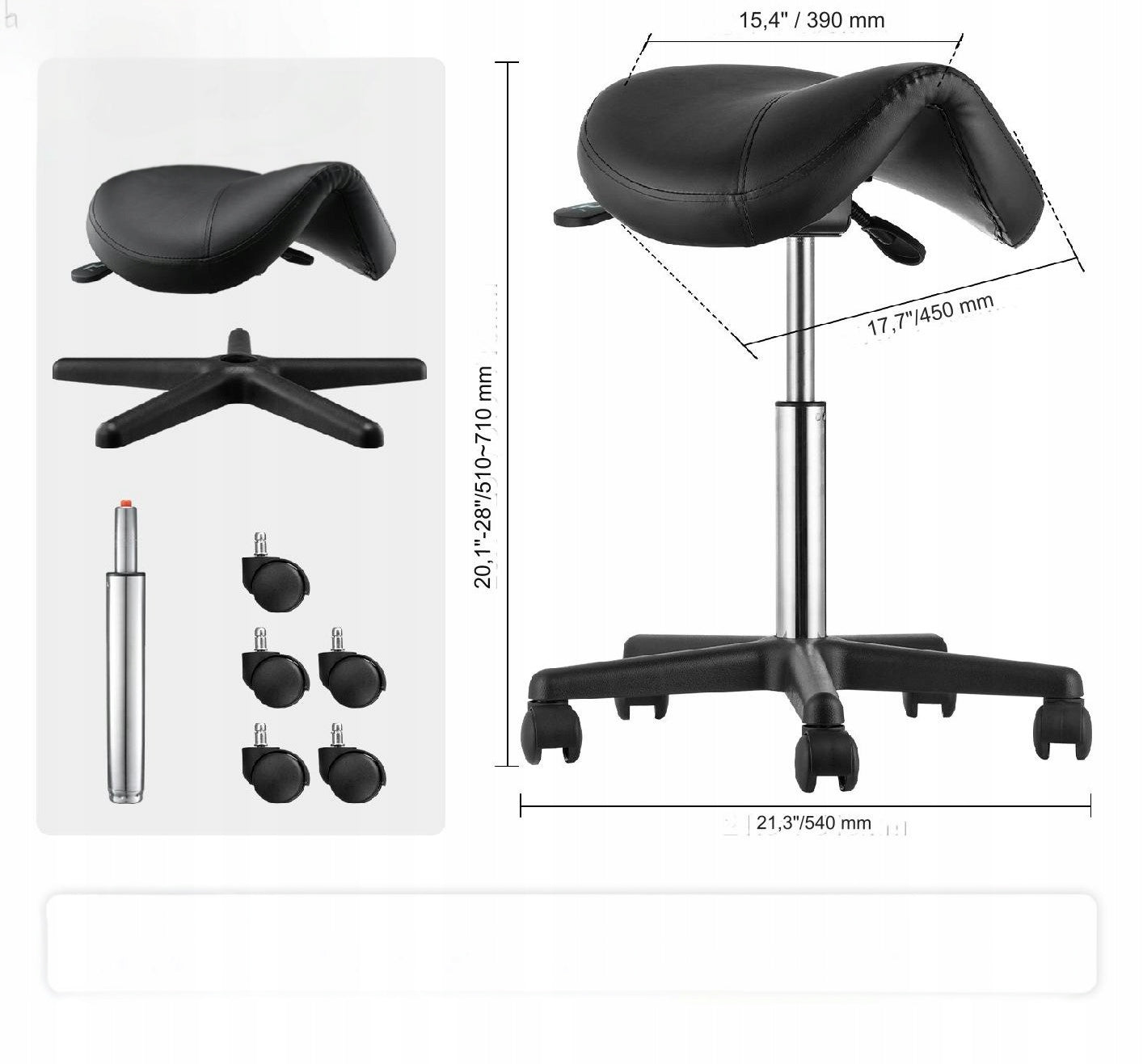 COSMETIC SADDLE STOOL ADJUSTABLE WHEEL STOOL Brand no brand