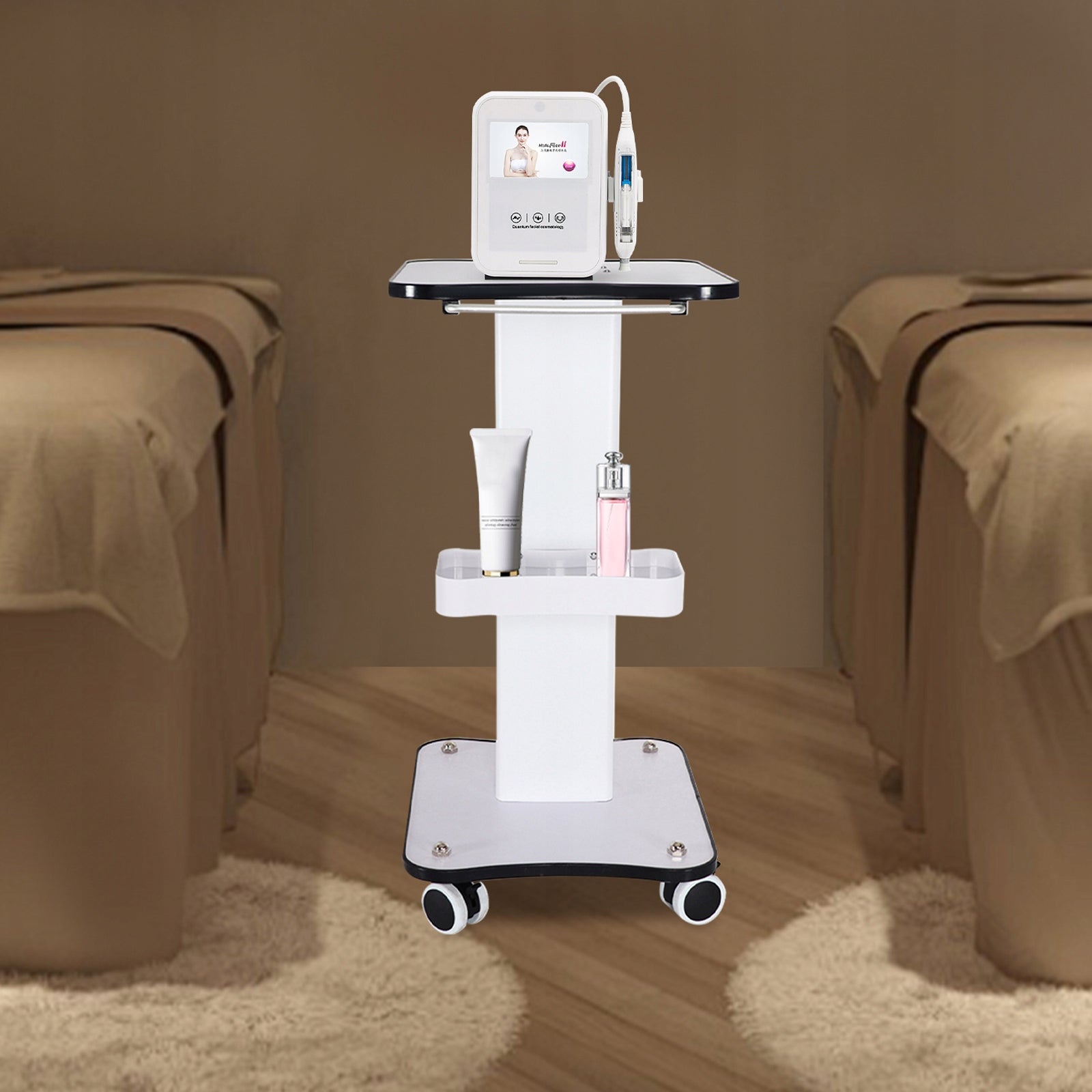 COSMETIC SALON TROLLEY LIFTING CAPACITY 40KG, 4 WHEELS INCLUDING 2 BRAKE Packaging status original