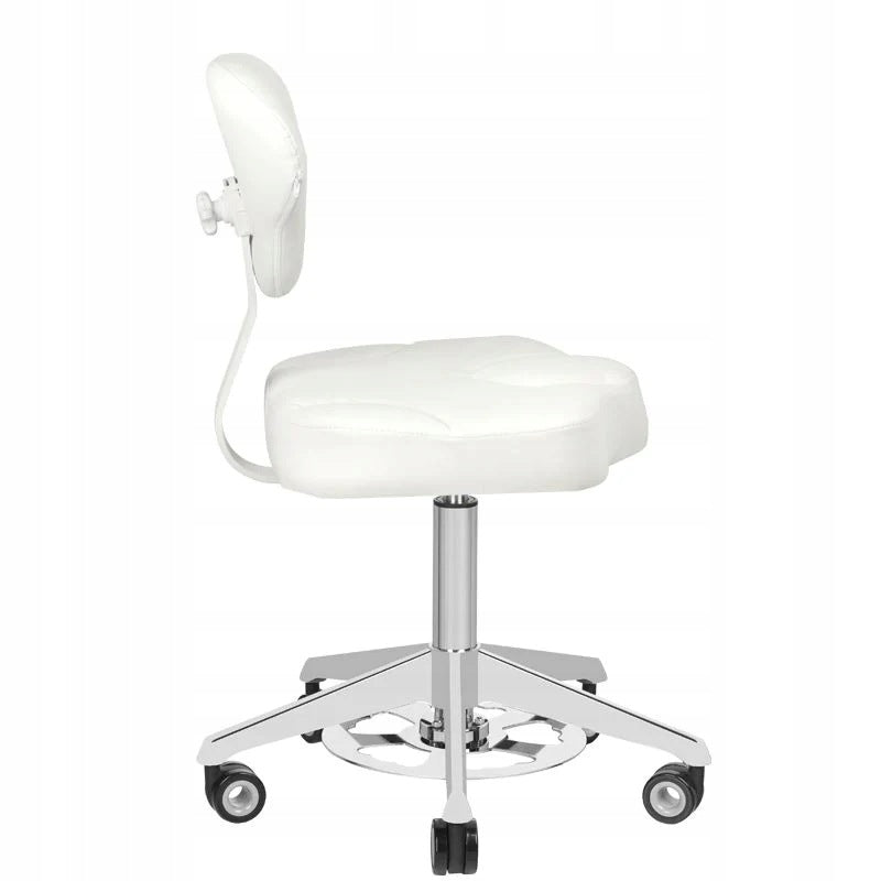 COSMETIC STOOL AZZURRO 156-F BUMP-UP WITH BACKREST PROFILED WHITE REG. Brand Azzurro